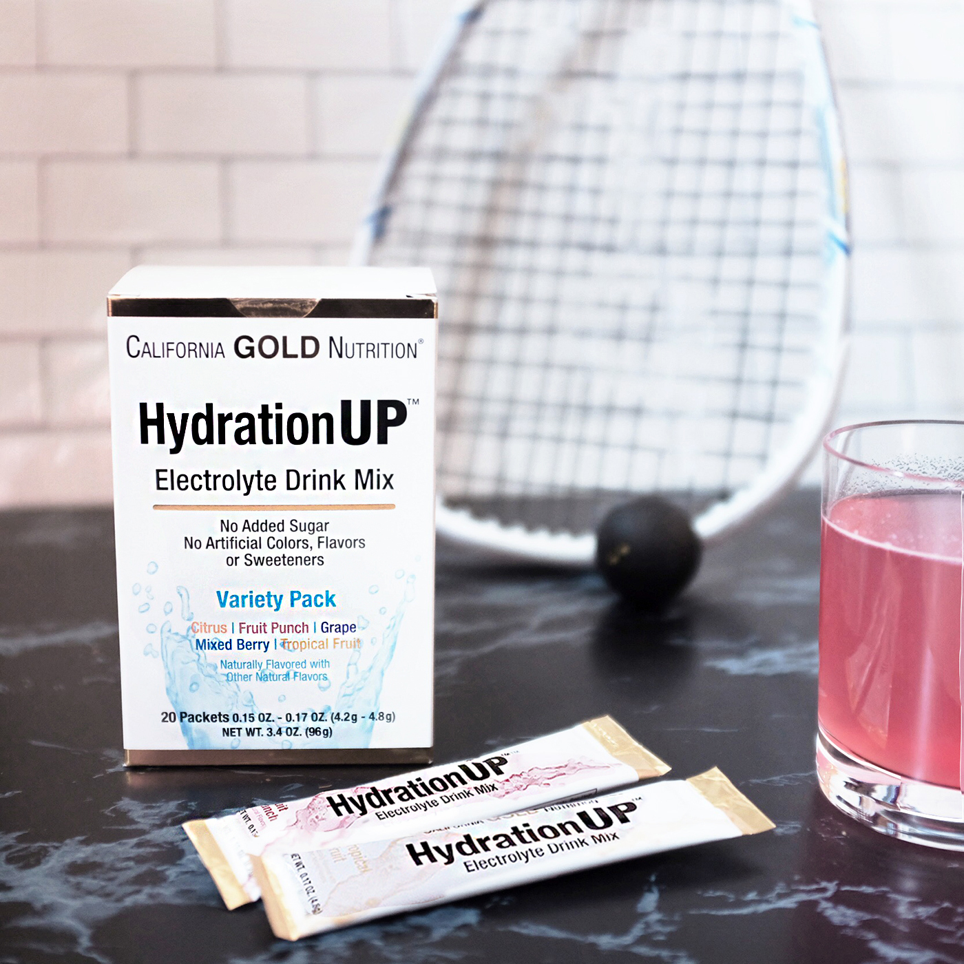 California Gold Nutrition, HydrationUP, Mistura de Bebida com Eletrólitos, Pacote Variado, 20 Pacotes, 0,15 oz (4,2 g) Cada - Imagem 4