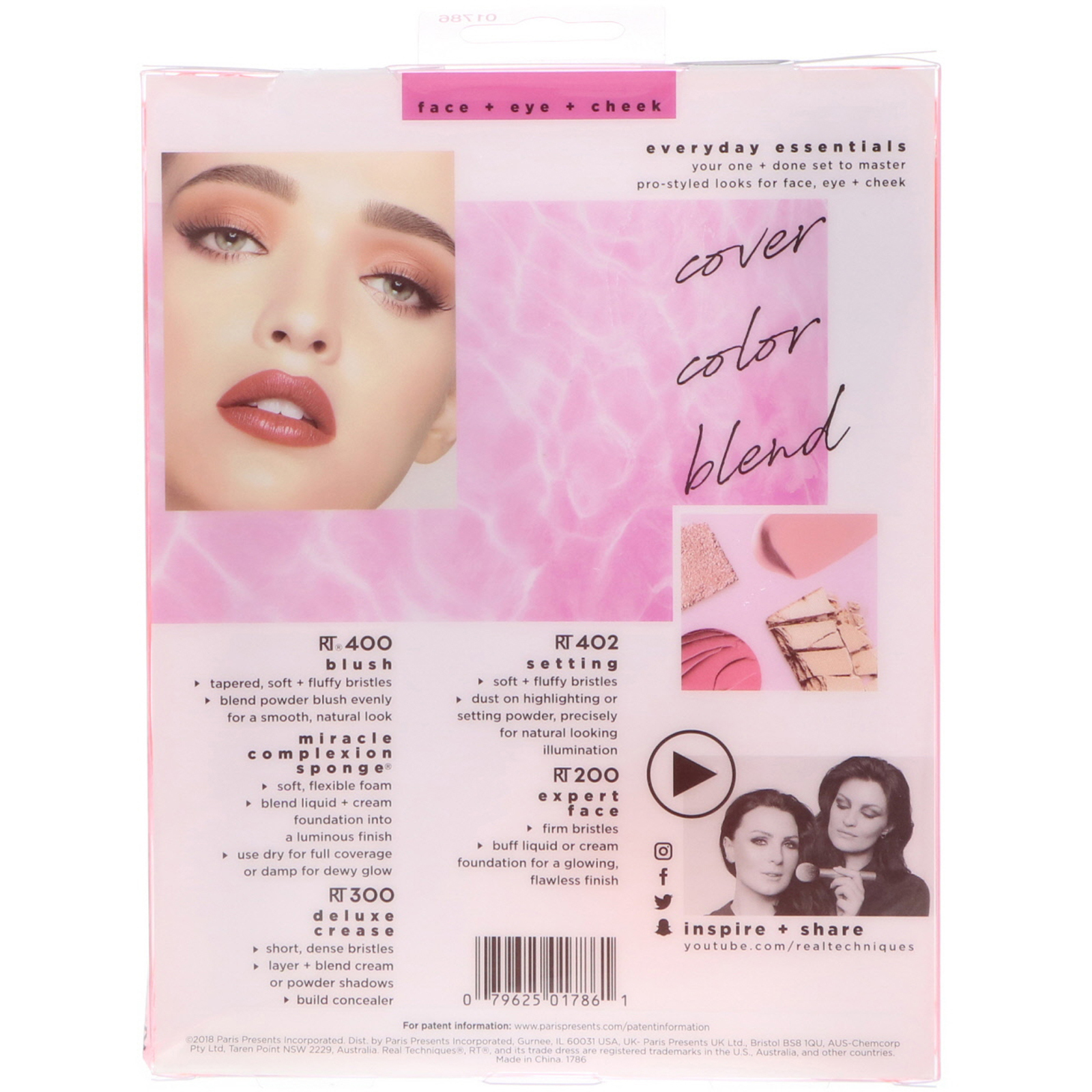 Real Techniques by Samantha Chapman, Essenciais Diários, Para Blush + Base + Sombra + Delineador + Corretivo, 5 Peças - Imagem 3