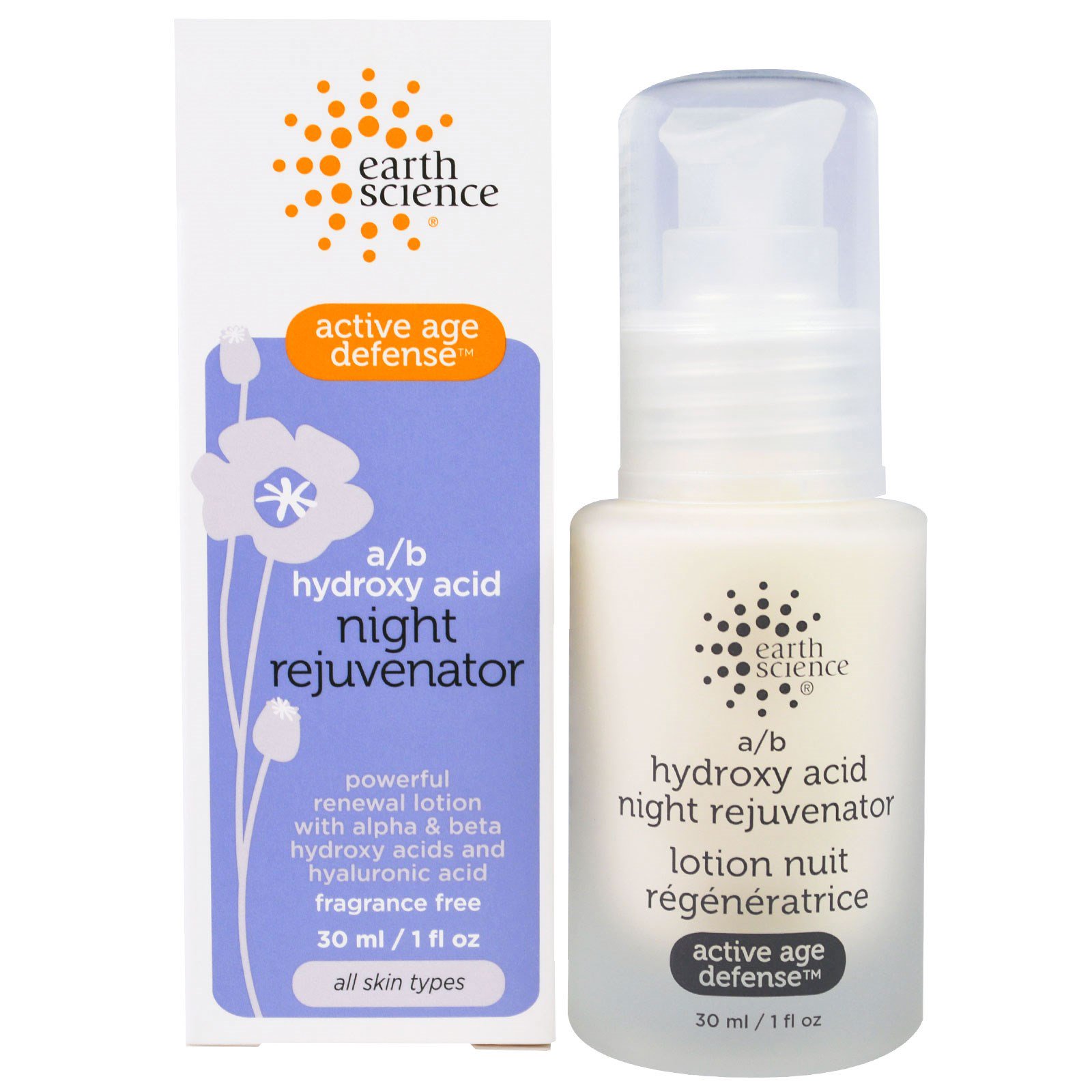 Earth Science, Active Age Defense, Rejuvenescedor Noturno A/B de Ácido Hidroxi, 30 ml (1 fl oz)