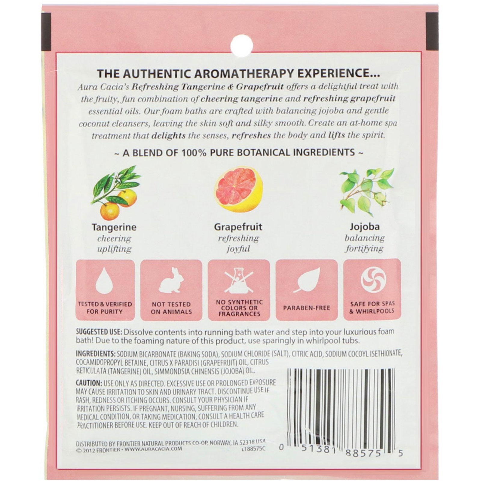 Aura Cacia, Banho de Espuma de Aromaterapia, Tangerina Refrescante & Toranja, 2.5 oz (70,9 g) - Imagem 2
