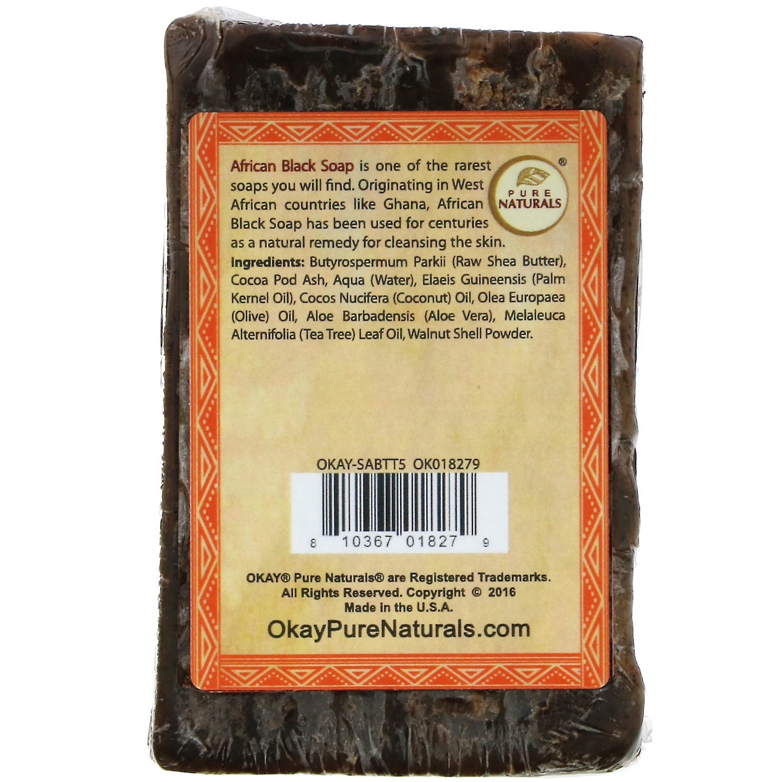 Okay Pure Naturals, African Black Soap, Tea Tree, 5.5 oz (156 g) - Imagem 2
