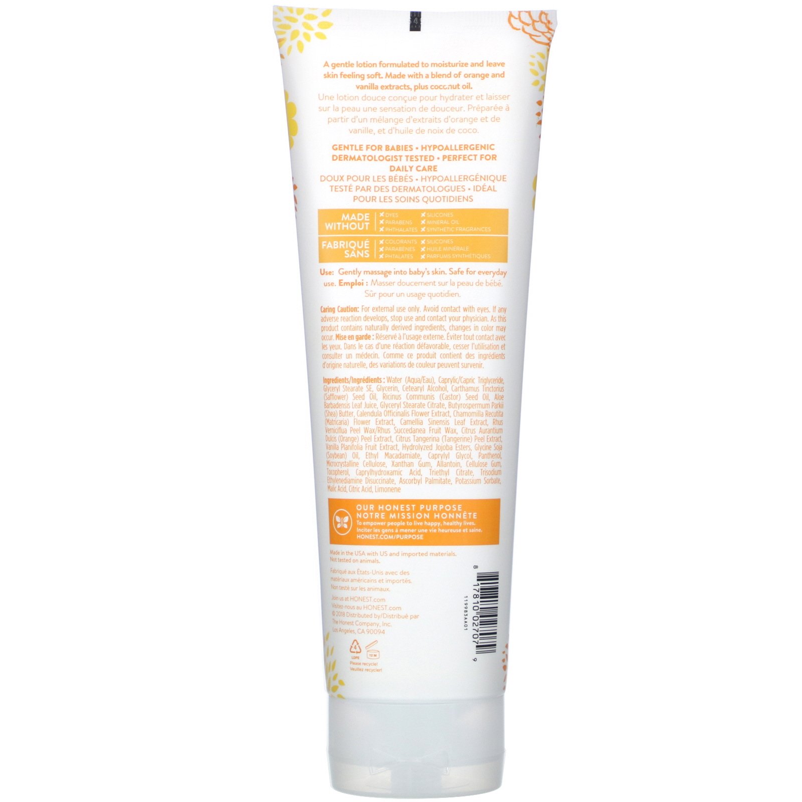 The Honest Company, Everyday Gentle, Face + Body Lotion, Sweet Orange Vanilla, 8.5 fl oz (250 ml) - Imagem 2