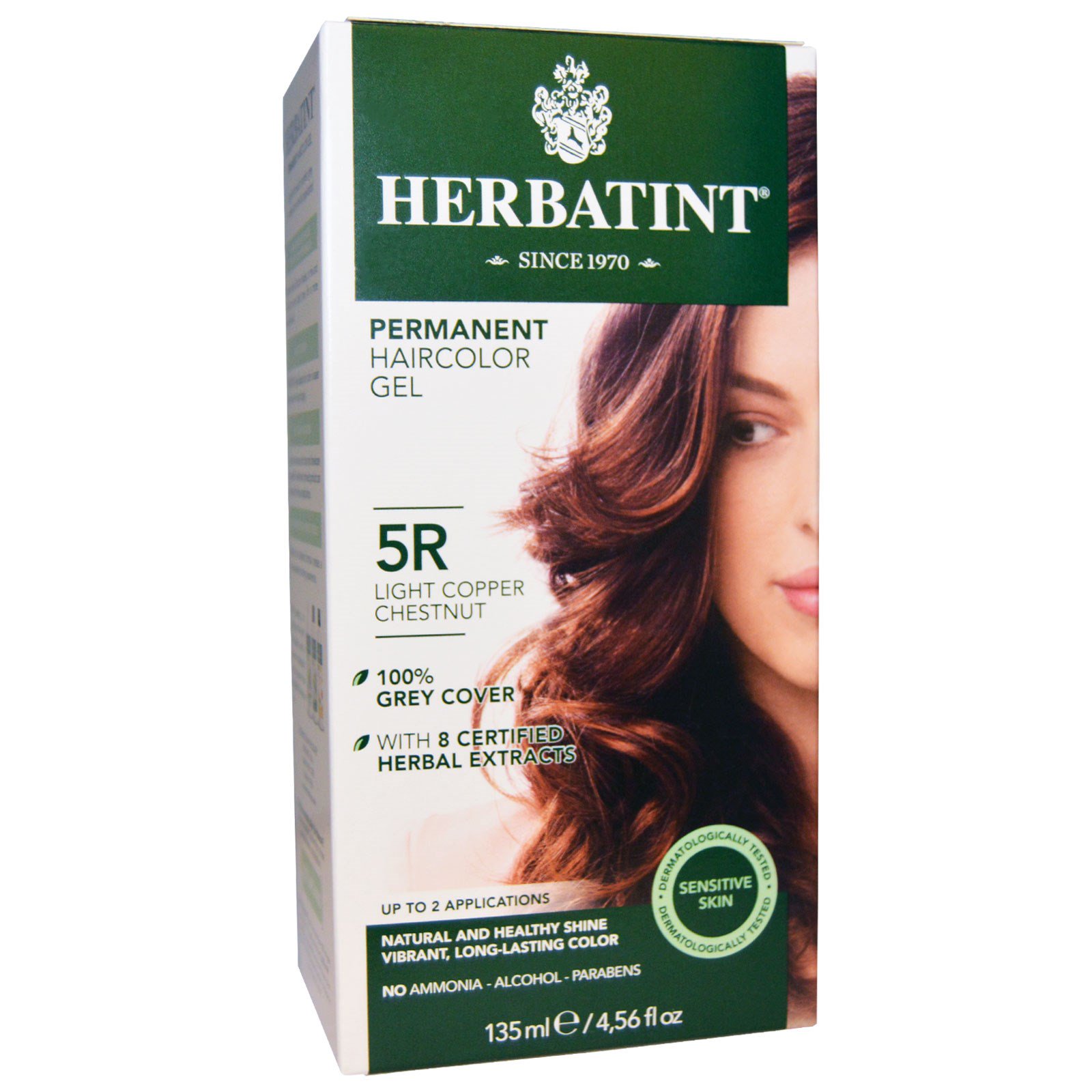 Herbatint, Permanent Herbal Haircolor Gel, 5R, Light Copper Chestnut, 4,56 fl oz (135 ml)