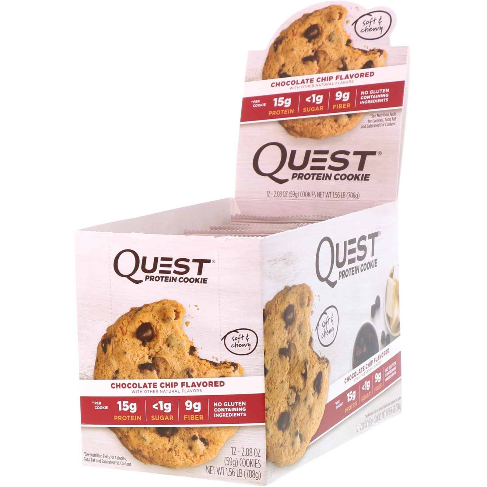 Quest Nutrition, Biscoito de Proteínas, Gotas de Chocolate, 12 Pacotes, 59 g (2,08 oz) Cada