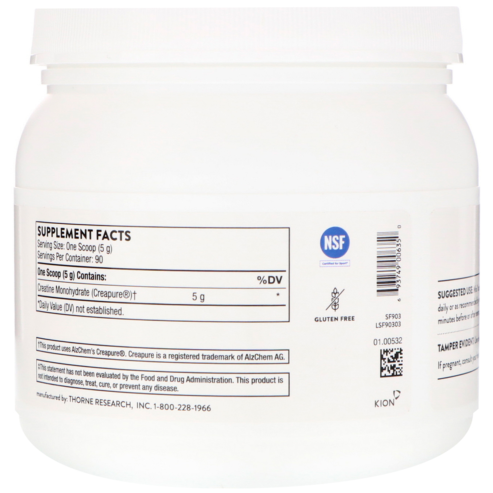 Thorne Research, Creatine, 16 oz (462 g) - Imagem 2