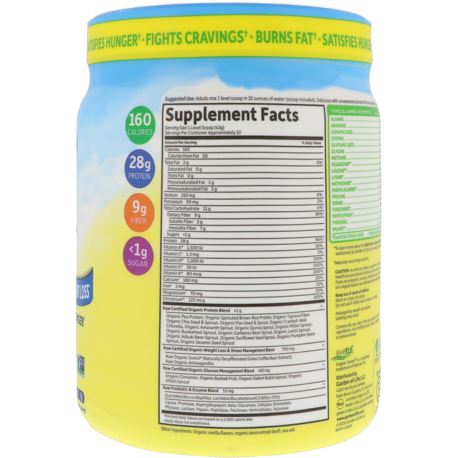 Garden of Life, RAW Organic Fit, High Protein for Weight Loss, Original, 15.1 oz (427 g) - Imagem 2