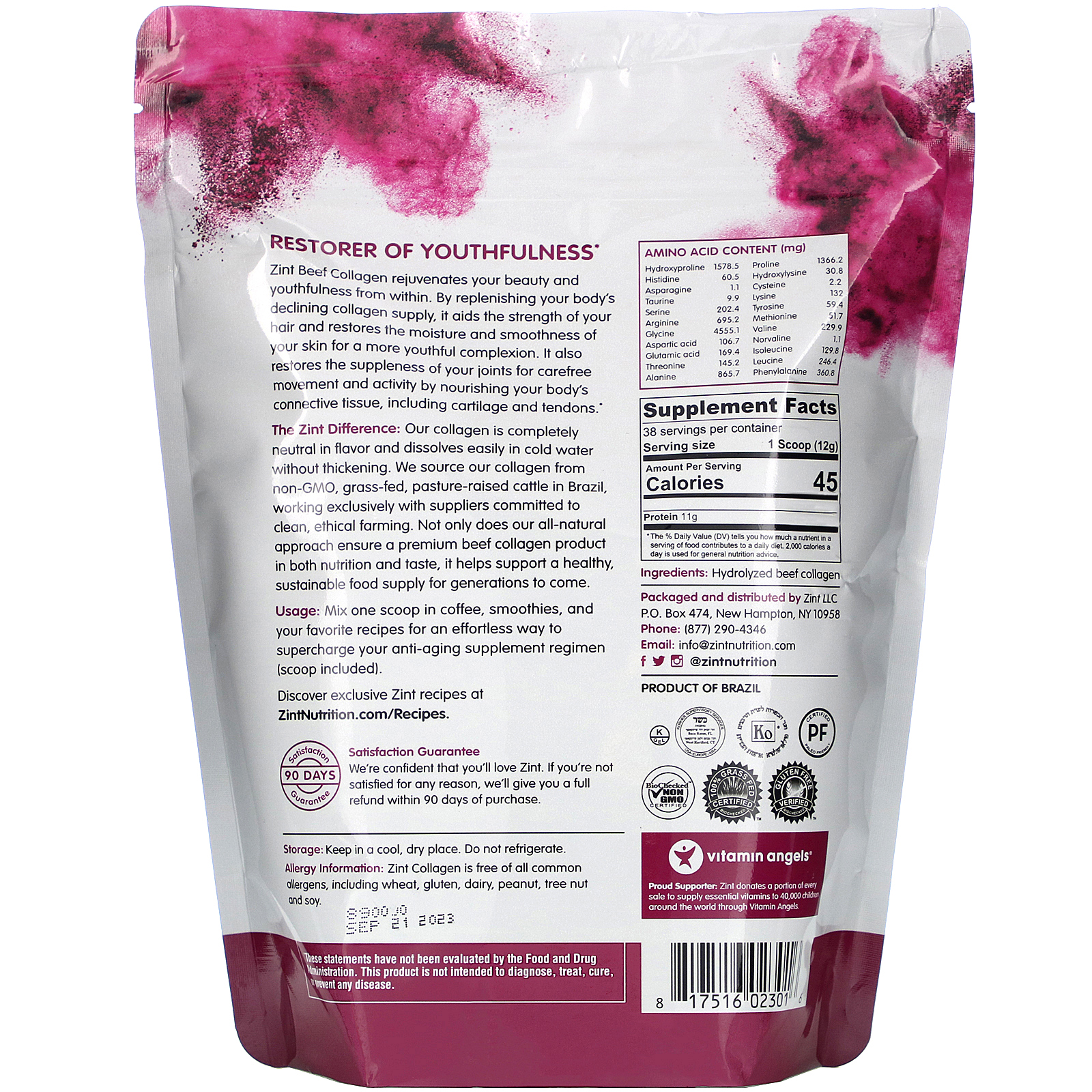 Zint, Colágeno de carne de vaca criada no pasto, colágeno hidrolisado tipos I & III, 16 oz (454 g) - Imagem 2