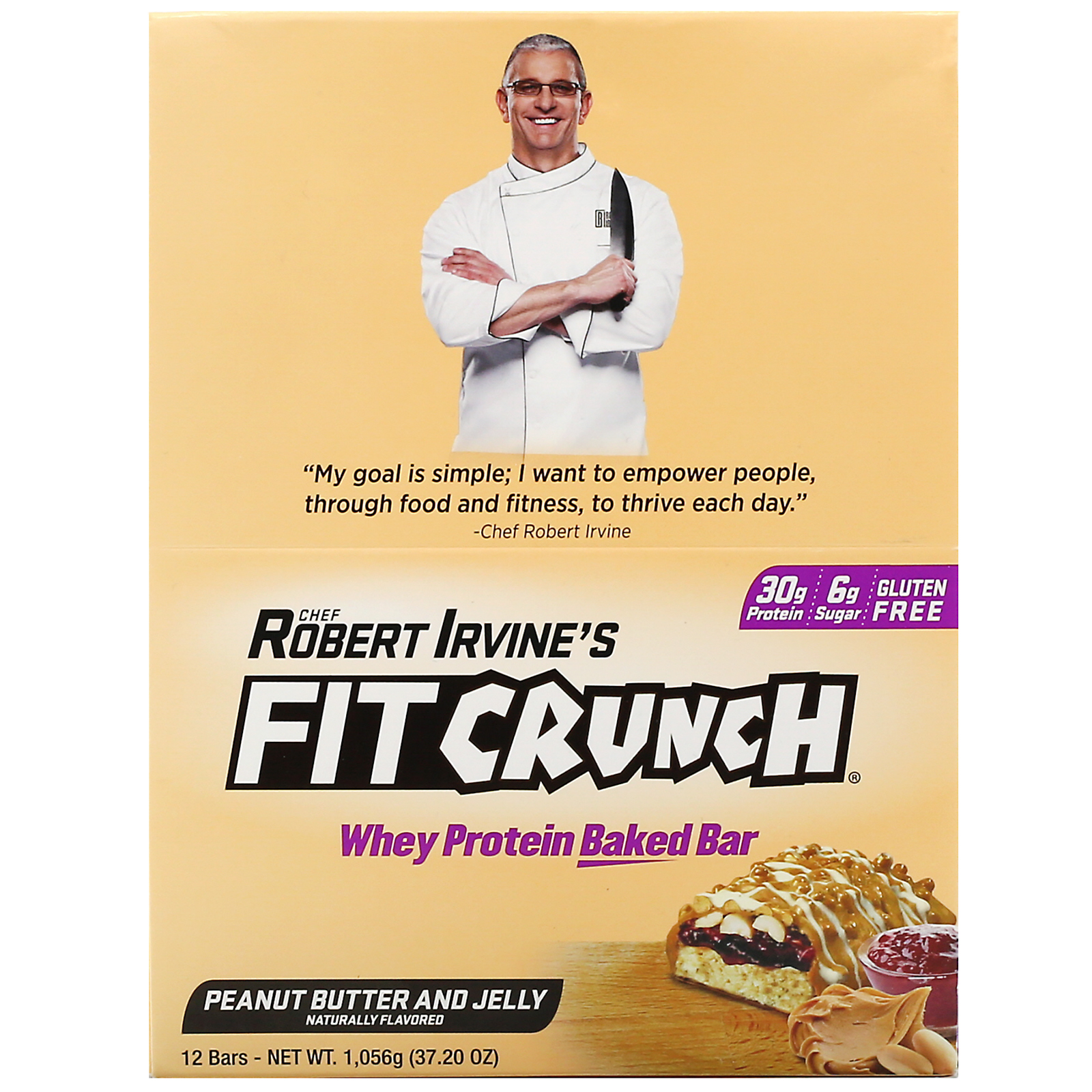 FITCRUNCH, Barra de Proteína do Soro de Leite (Whey), Manteiga de Amendoim e Gelatina, 12 Barras, 88 g (3,10 oz) Cada - Imagem 2