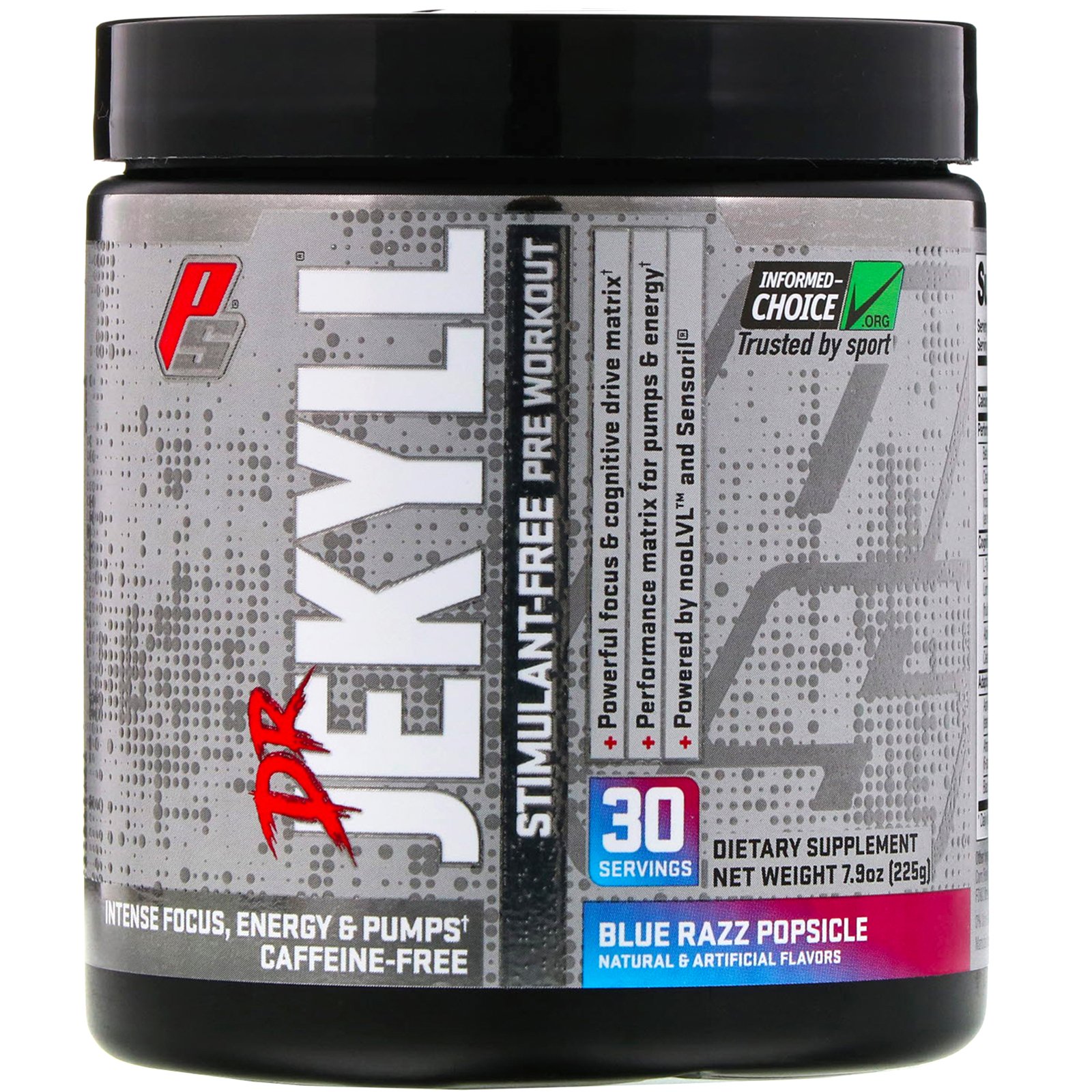 ProSupps, Dr Jekyll, Pré-treino Sem Estimulantes, Picolé Azul Provocante, 7,9 oz (225 g)