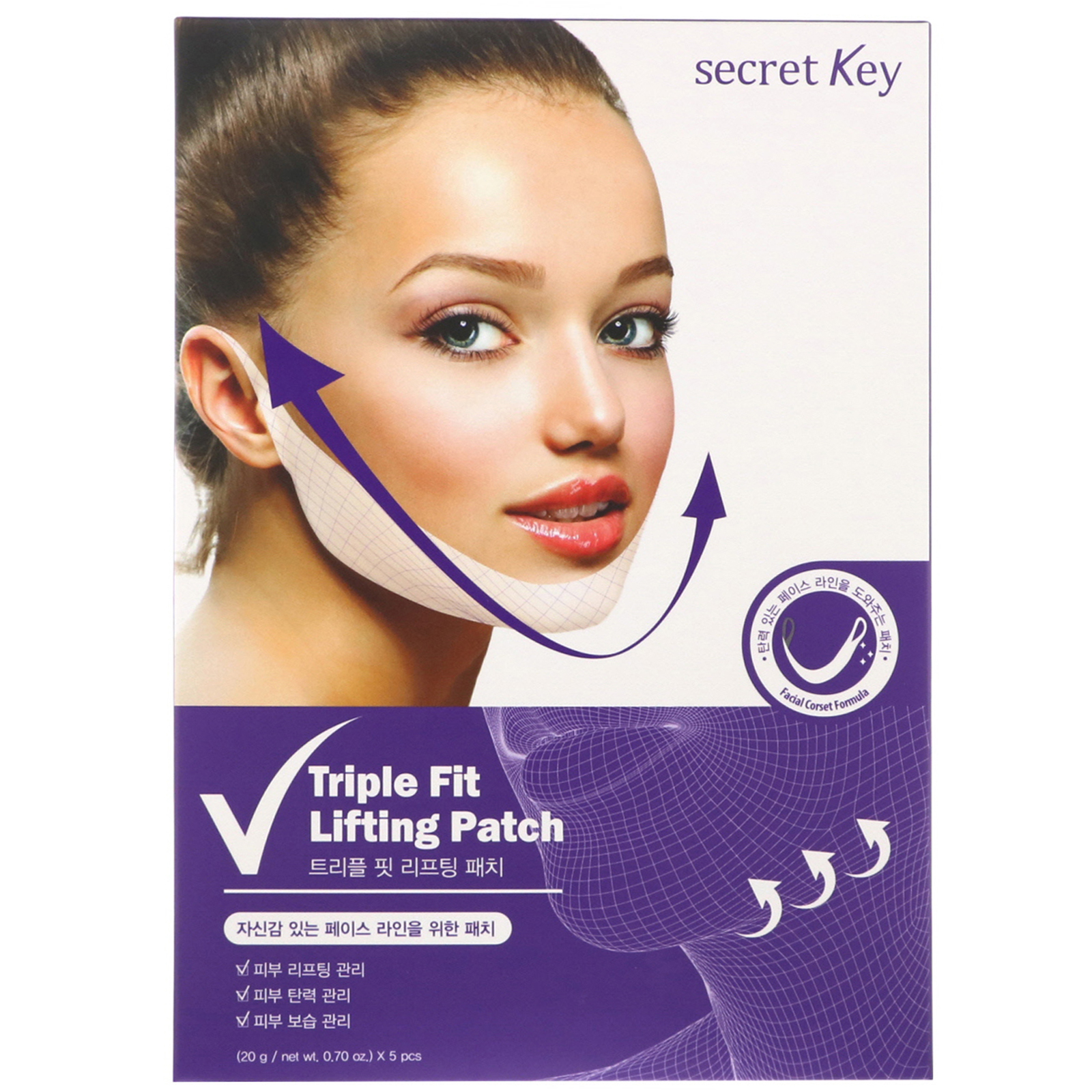 Secret Key, Adesivo para Lifting Triple Fit, 5 Adesivos, 0,70 oz (20 g) Cada