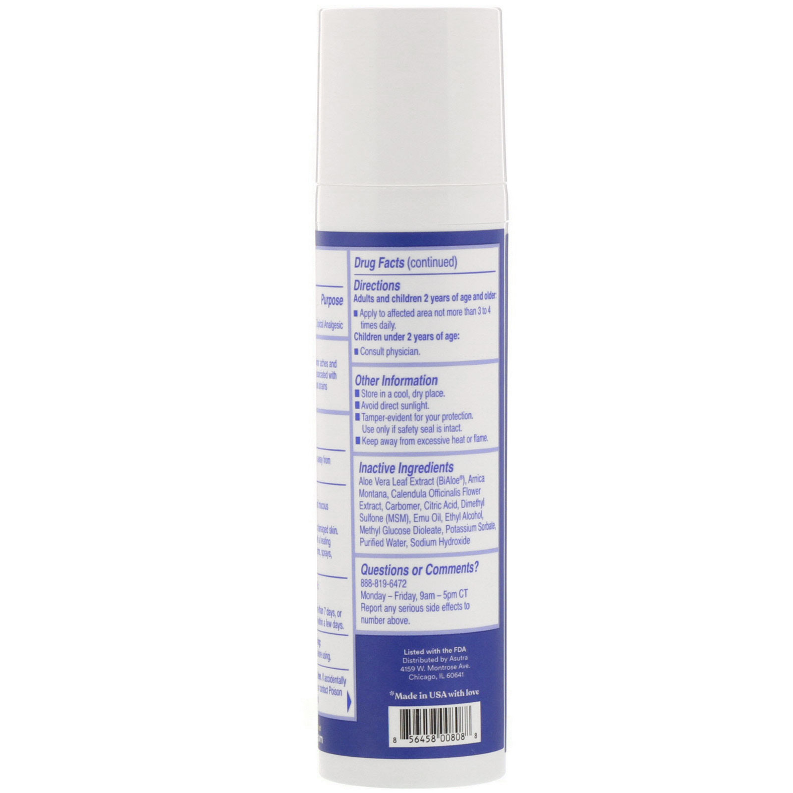 Asutra, Ease Your Pain, Temporary Pain Relief Cream, 3 oz (85 g) - Imagem 3