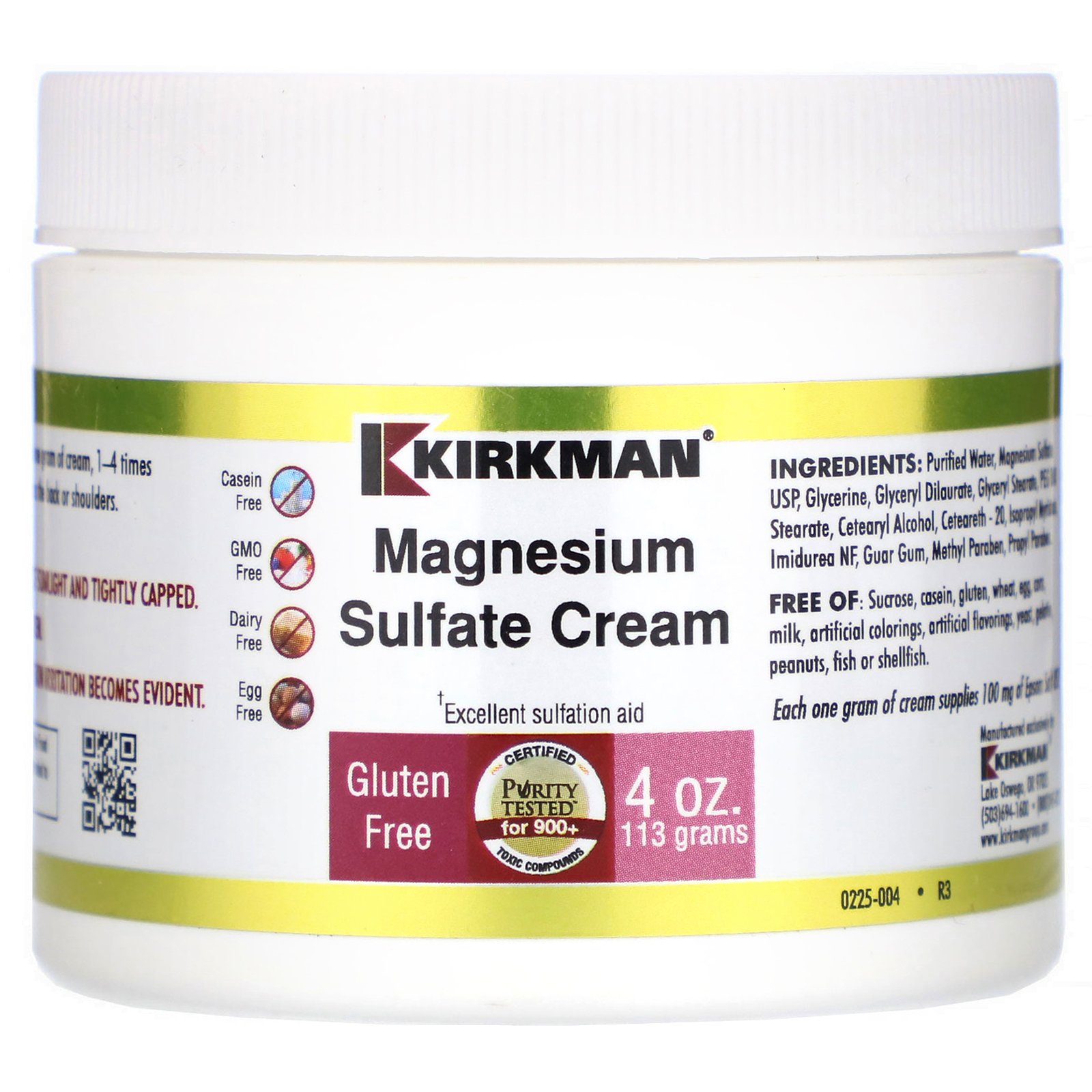 Kirkman Labs, Creme de Sulfato de Magnésio, 4 oz (113 g)