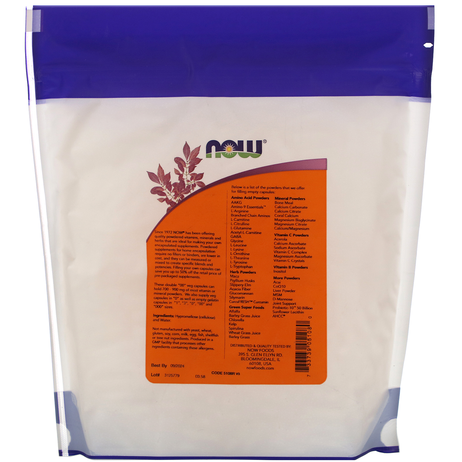 Now Foods, Double "00" Veg Capsules, Approx. 750 Empty Veg Capsules - Imagem 2