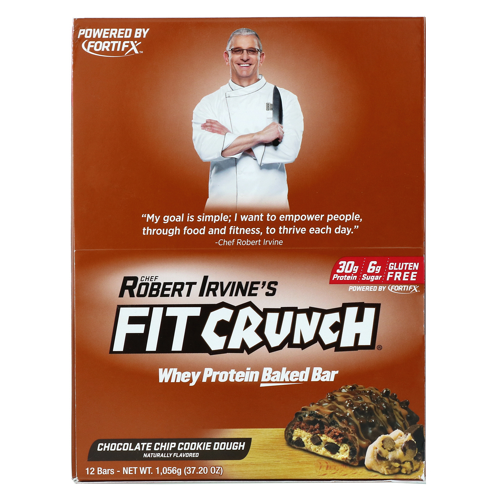 FITCRUNCH, Whey Protein Baked Bar, Chocolate Chip Cookie Dough, 12 Bars, 3.10 oz (88 g) Each - Imagem 2