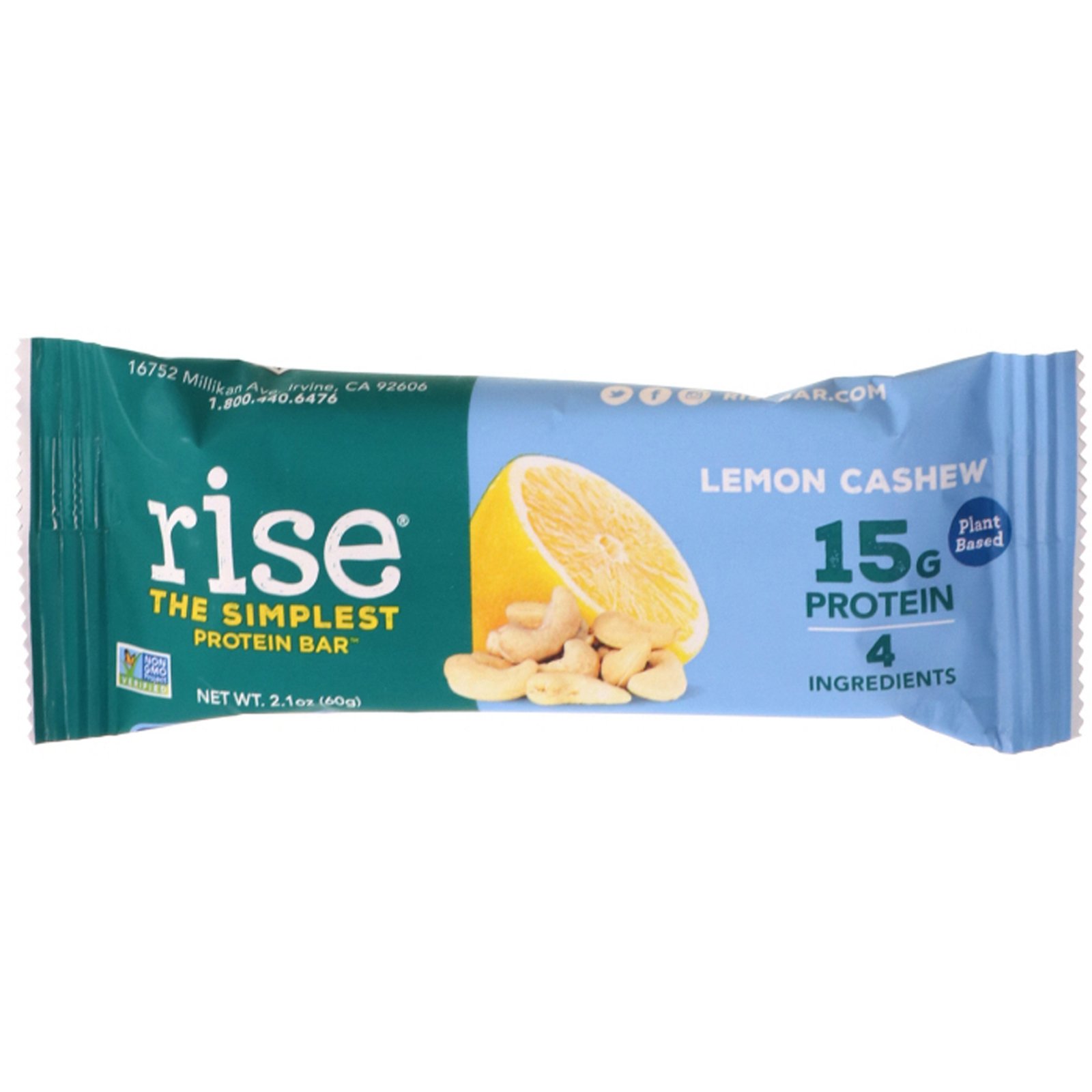 Rise Bar, THE SIMPLEST PROTEIN BAR, Lemon Cashew, 12 Bars, 2.1 oz (60 g) Each - Imagem 4