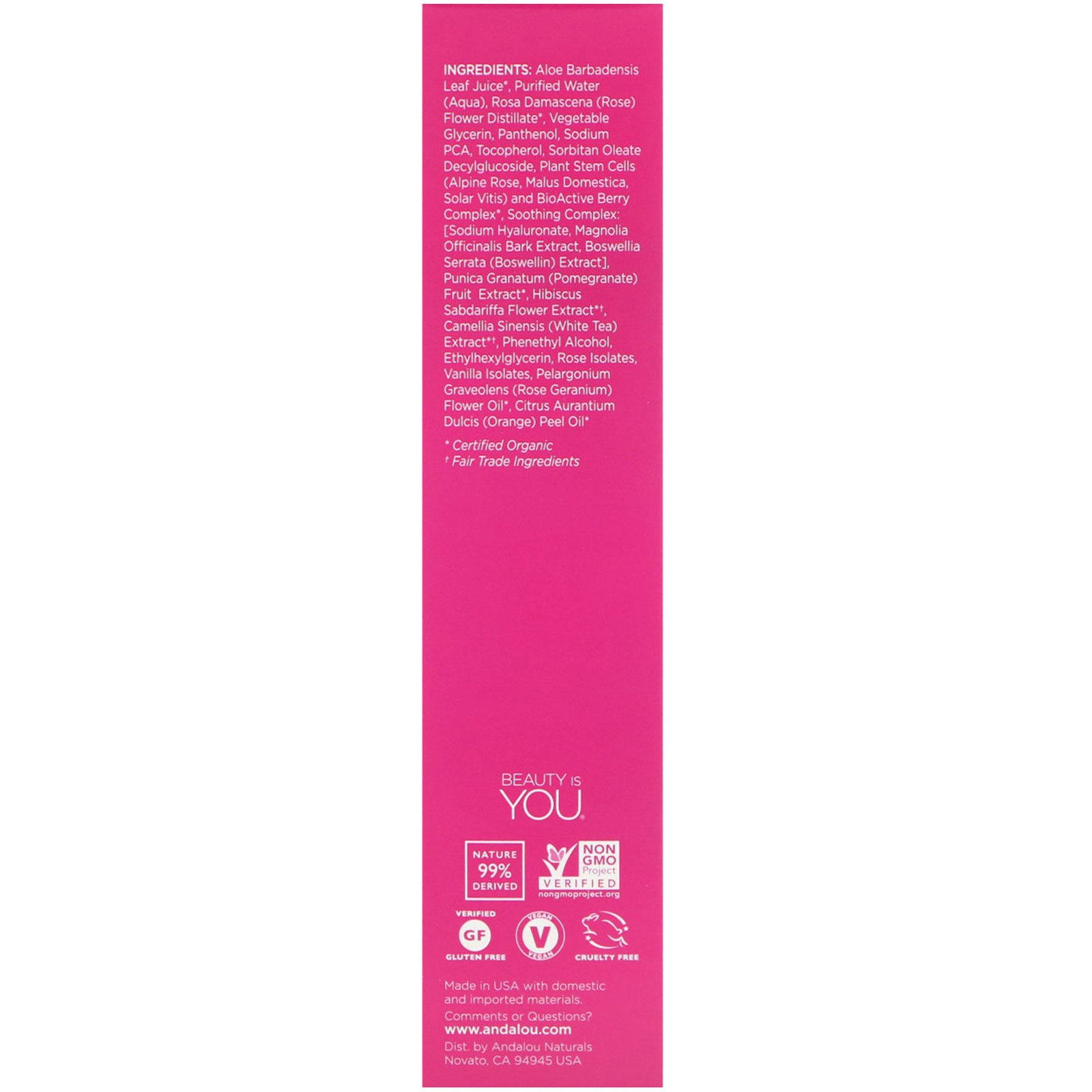 Andalou Naturals, Floral Toner, 1000 Roses, Sensitive, 6 fl oz (178 ml) - Imagem 2
