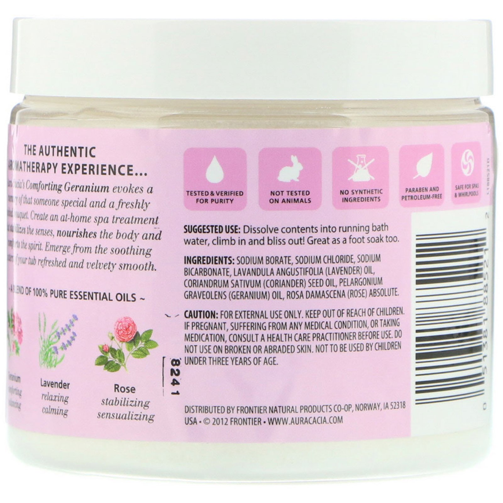 Aura Cacia, Banho Mineral de Aromaterapia, Gerânio Reconfortante, 16 oz (454 g) - Imagem 2
