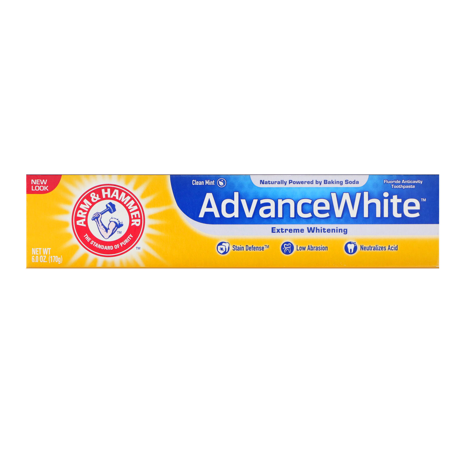 Arm & Hammer, Advance White, Baking Soda & Peroxide Toothpaste, Extreme Whitening with Stain Defense, 6.0 oz (170 g) - Imagem 2