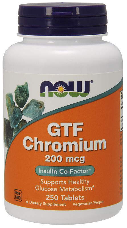 NOW Foods GTF Chromium 200 mcg Yeast Free - 250 Tablets