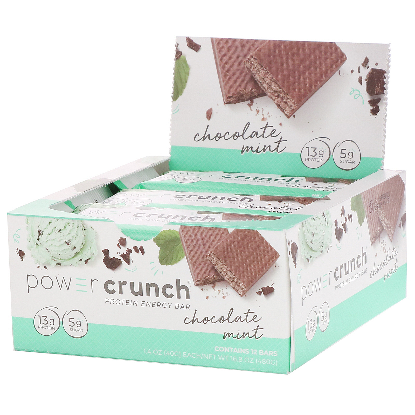 BNRG, Barra Energética de Proteína Crocante, Original, Menta Achocolatada, 12 Barras, 1,4 oz (40 g) Cada