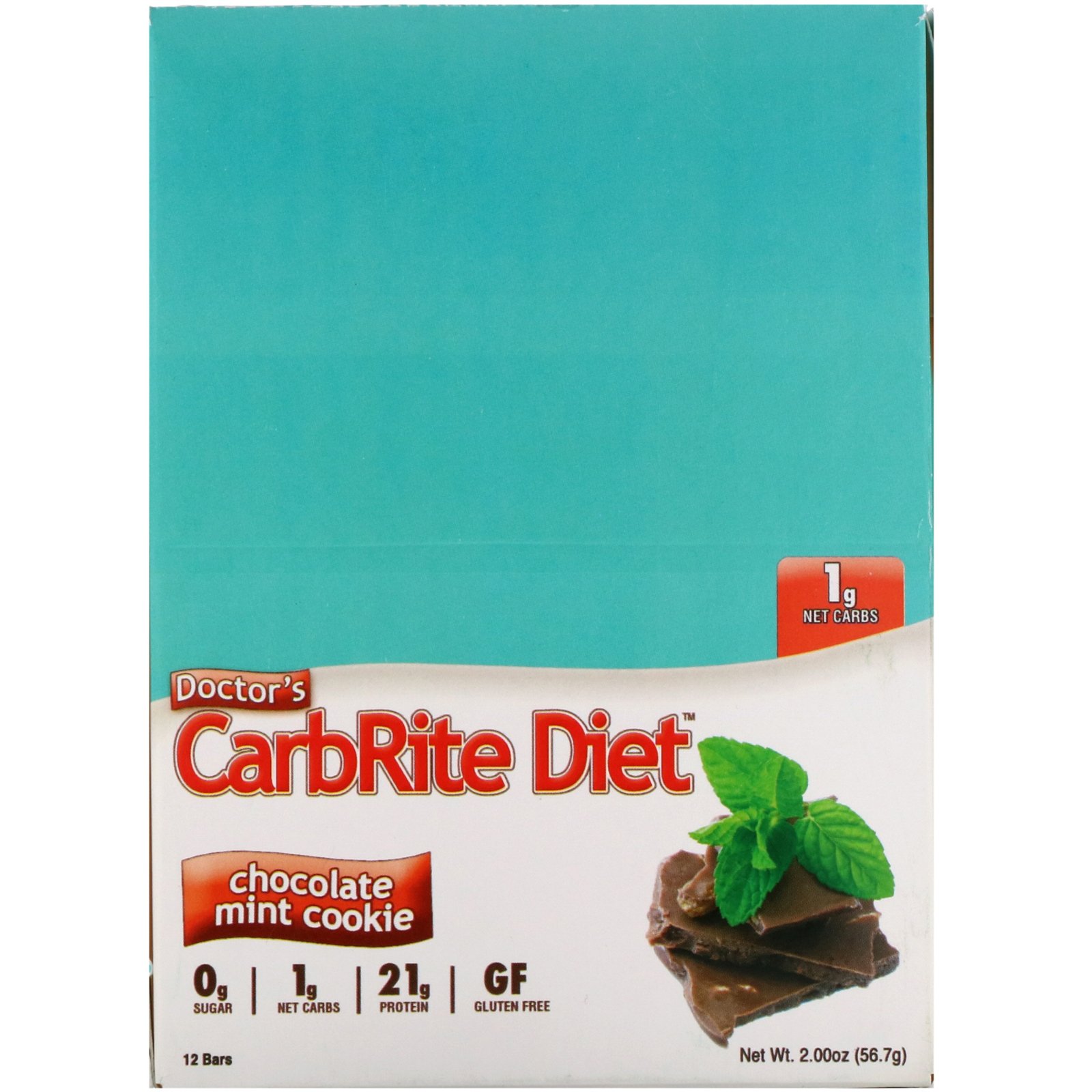 Universal Nutrition, Doctor's CarbRite Diet Bars, Chocolate Mint Cookie, 12 Bars, 2.00 oz (56.7 g) Each - Imagem 2