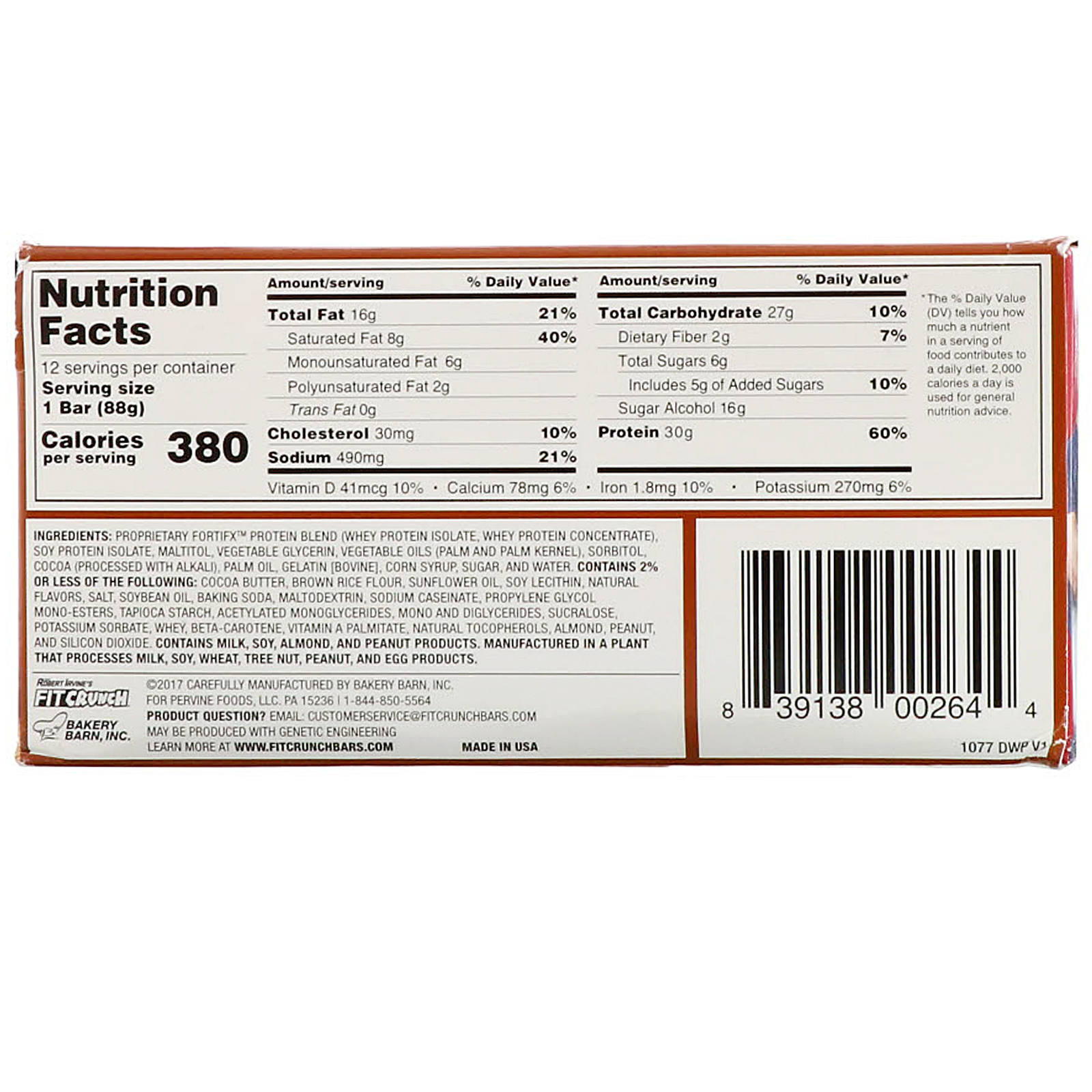 FITCRUNCH, Whey Protein Baked Bar, Chocolate Chip Cookie Dough, 12 Bars, 3.10 oz (88 g) Each - Imagem 3