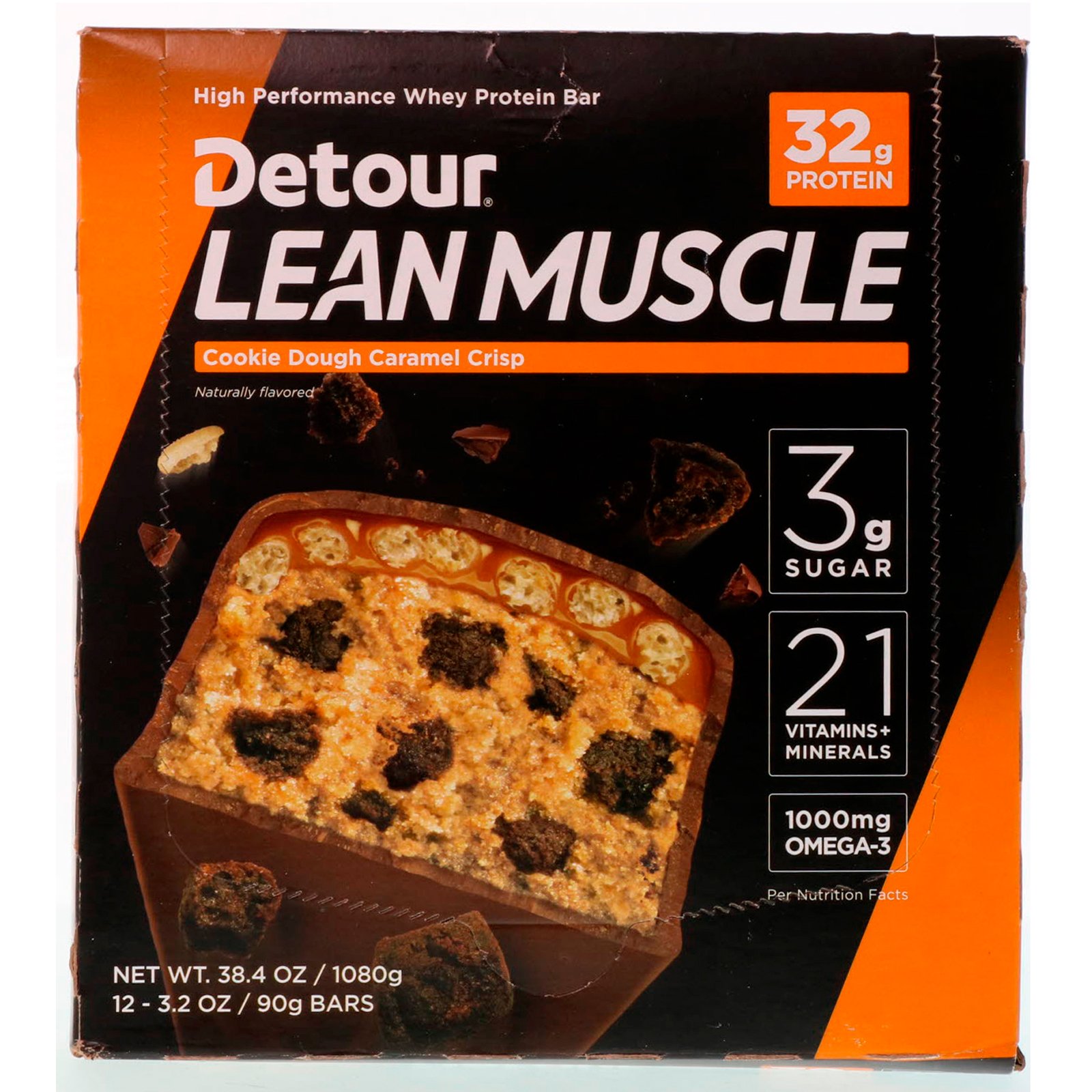 Detour, Lean Muscle Bar, Cookie Dough Caramel Crisp, 12 Bars, 3.2 oz (90 g) Each - Imagem 2