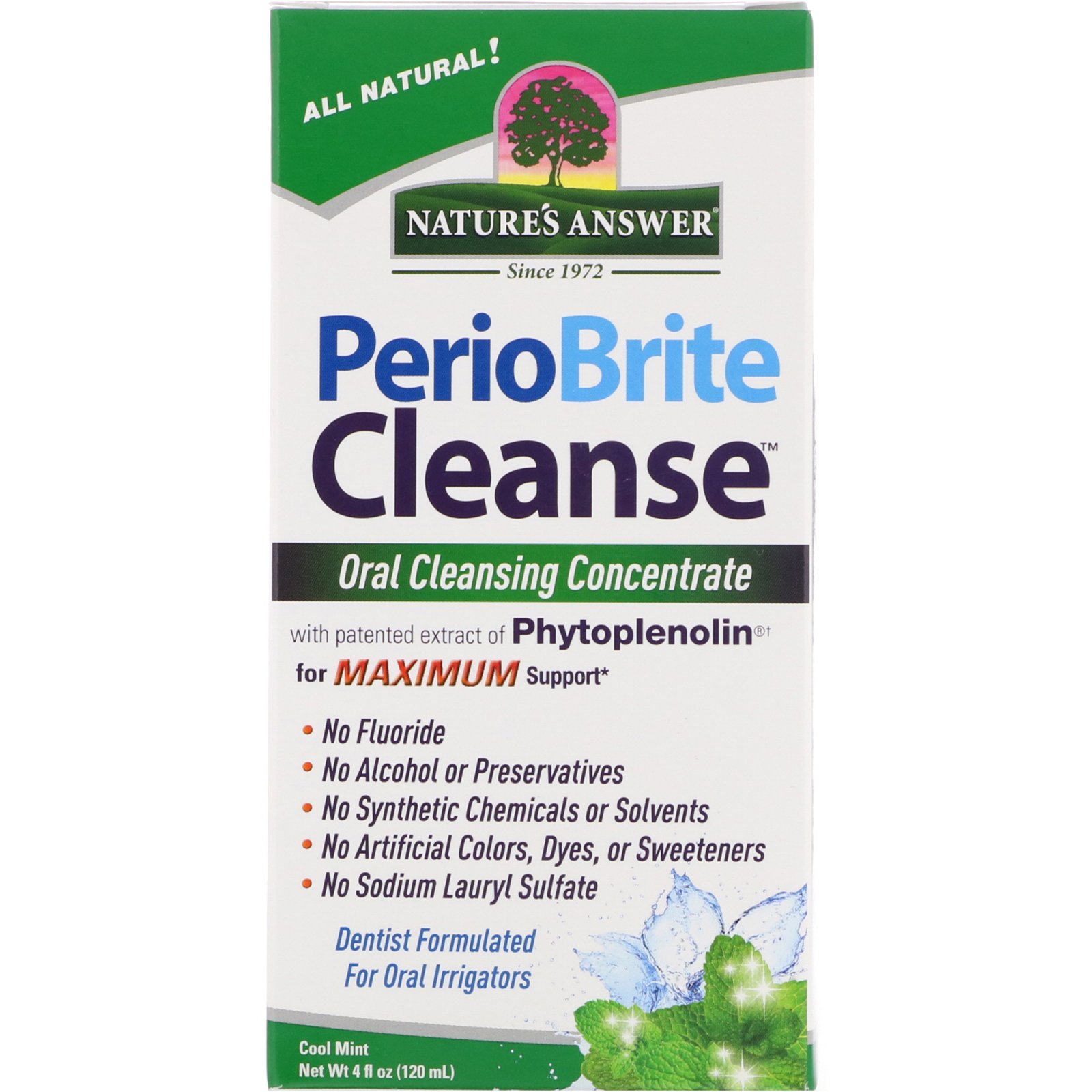 Nature's Answer, PerioBrite Cleanse, Concentrado para Limpeza Oral, Menta Fresca, 120 ml