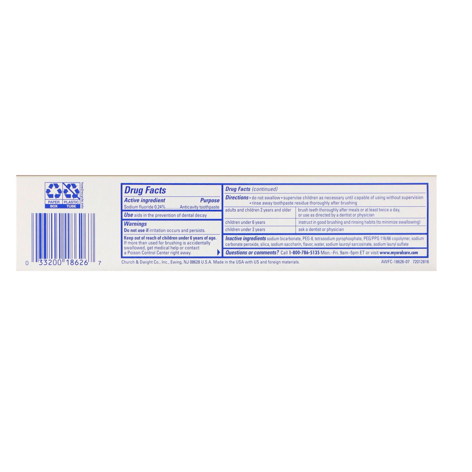 Arm & Hammer, Advance White, Baking Soda & Peroxide Toothpaste, Extreme Whitening with Stain Defense, 6.0 oz (170 g) - Imagem 3