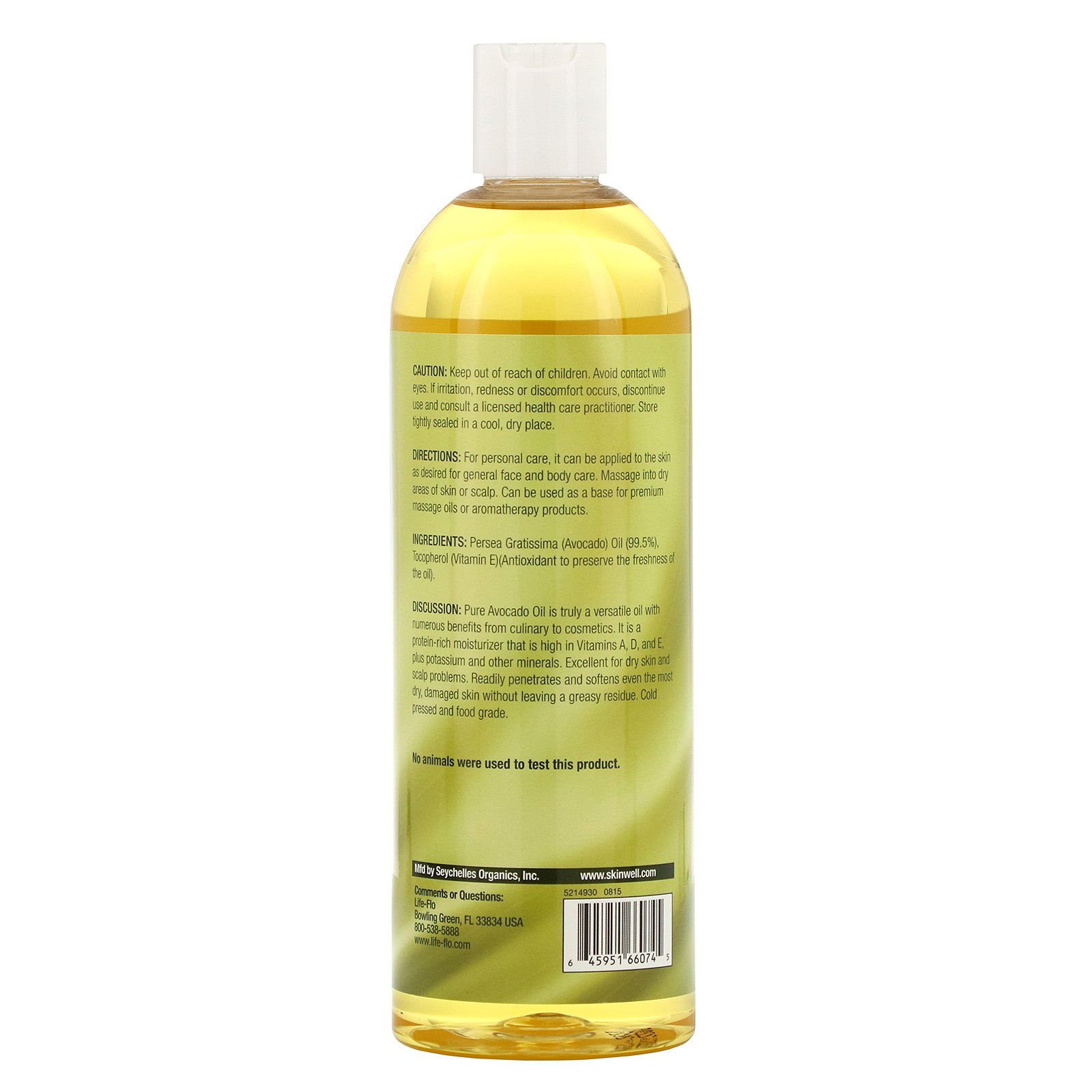 Life-flo, Óleo de Abacate Puro, Cuidados com a Pele, 16 onças fluidas (473 mL) - Imagem 2