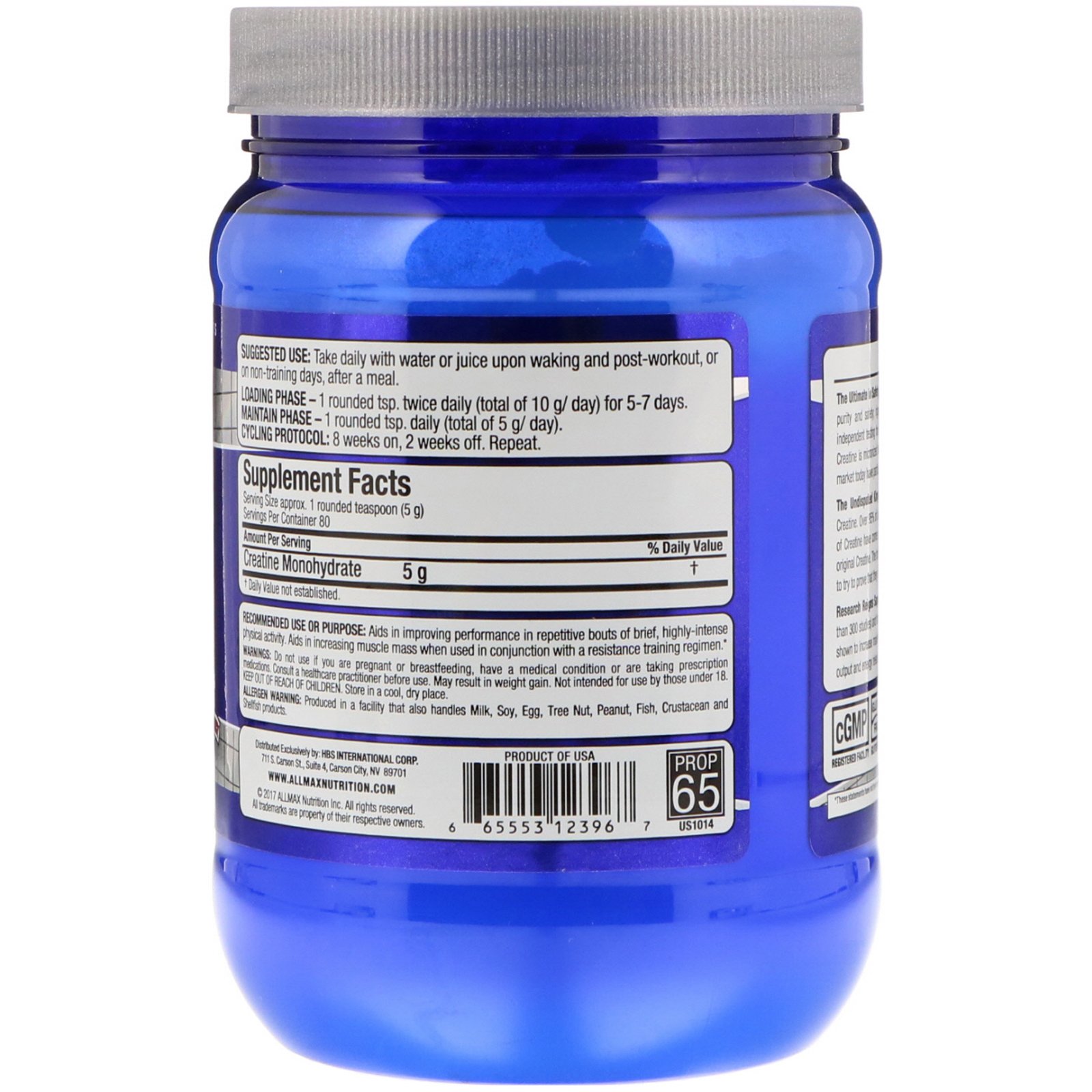 ALLMAX Nutrition, Creatina em Pó, 100% Creatina Micronizada Pura Monoidratada, Creatina de Grau Farmacêutico, 14.11 onças (400 g) - Imagem 2