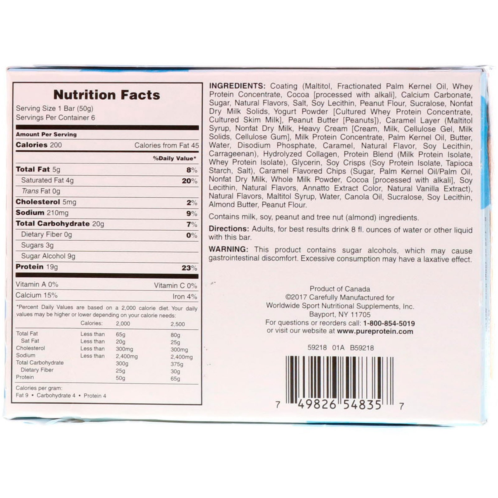 Pure Protein, Barra de Caramelo Salgado com Chocolate, 6 Barras, 50 g (1,76 oz) Cada - Imagem 3