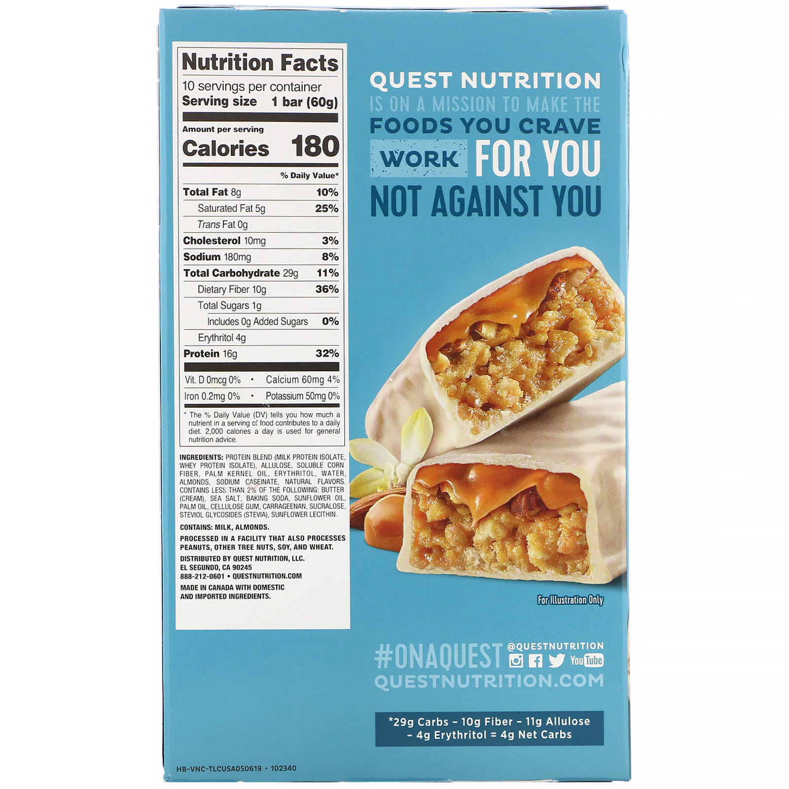 Quest Nutrition, Hero Barra de Proteínas, Caramelo e Baunilha, 10 Barras, 60 g (2,12 oz) Cada - Imagem 3