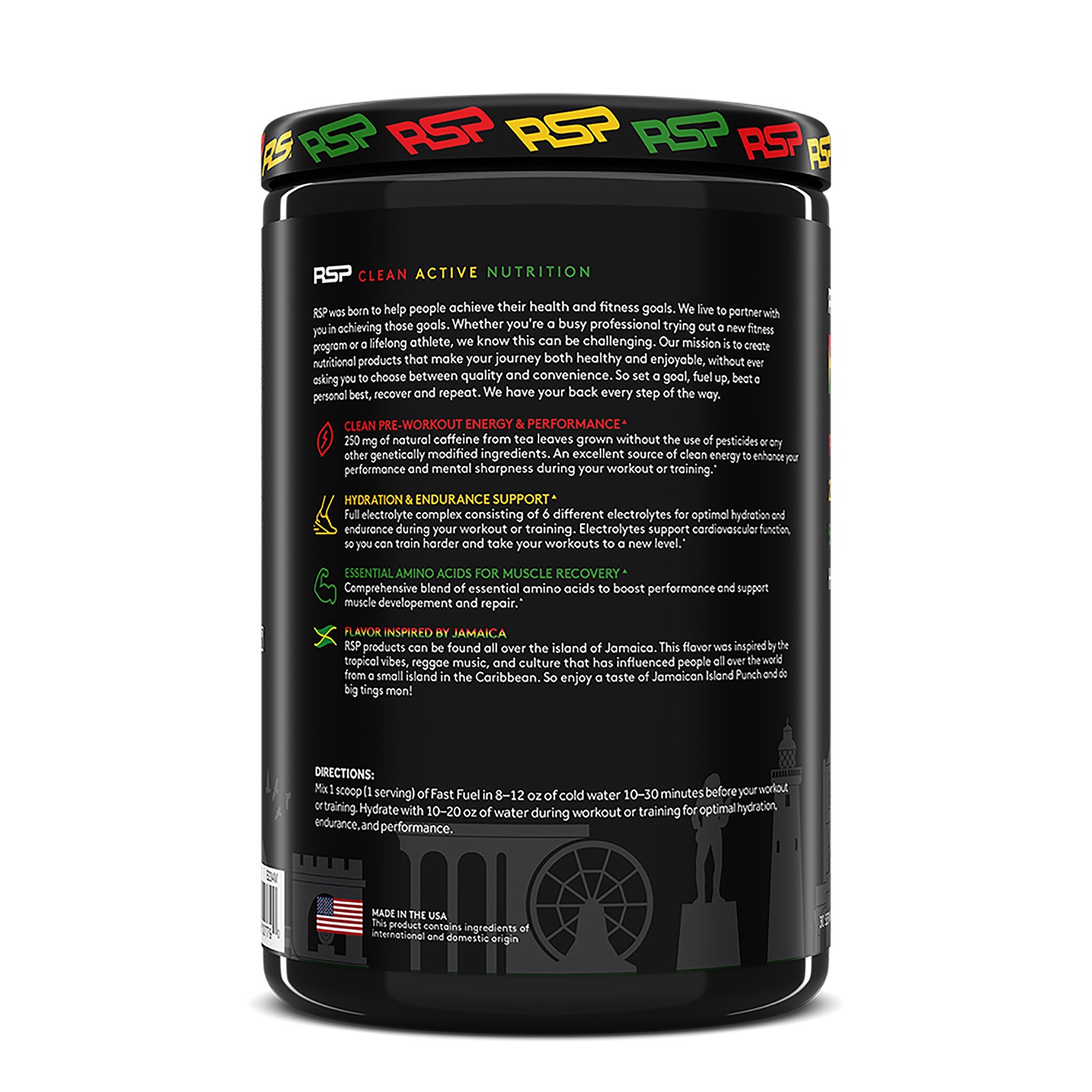 RSP Nutrition, Fast Fuel, Pre-Workout Formula, Hydration & Endurance, Jamaican Island Punch, 11.64 oz (330 g) - Imagem 3