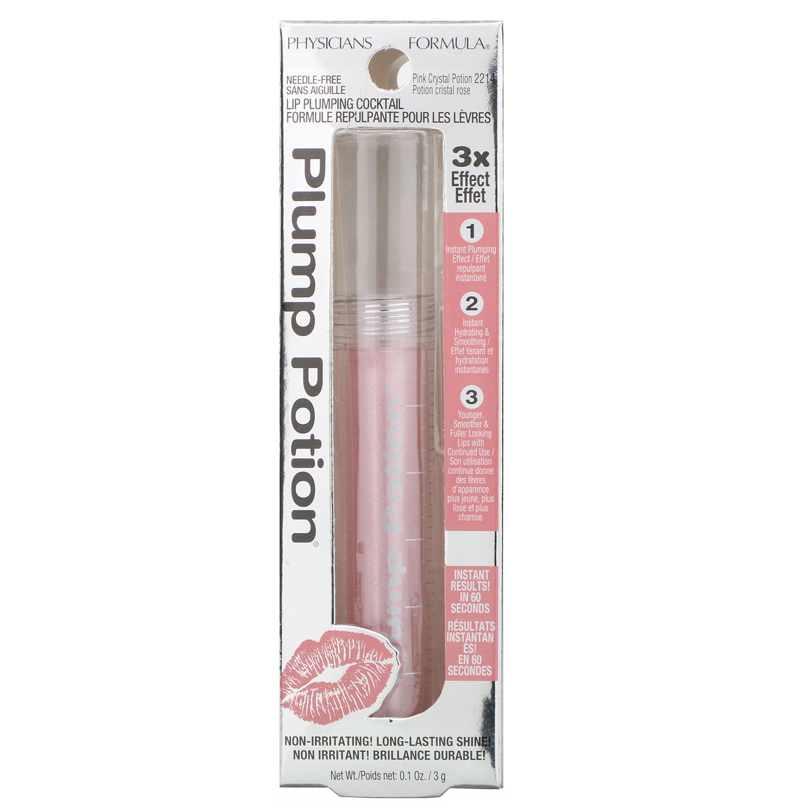 Physicians Formula, Plump Potion, Volumizador Labial sem Agulha, Pink Crystal Potion 2214, 3 g (0,1 oz) - Imagem 2