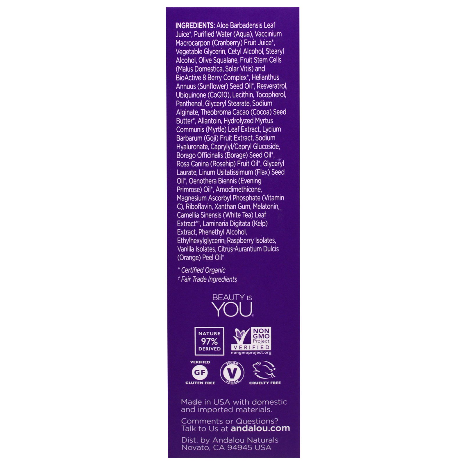 Andalou Naturals, Soro para Revitalização com Resveratrol Q10, Anti-idade, 1,1 fl oz (32 ml) - Imagem 2