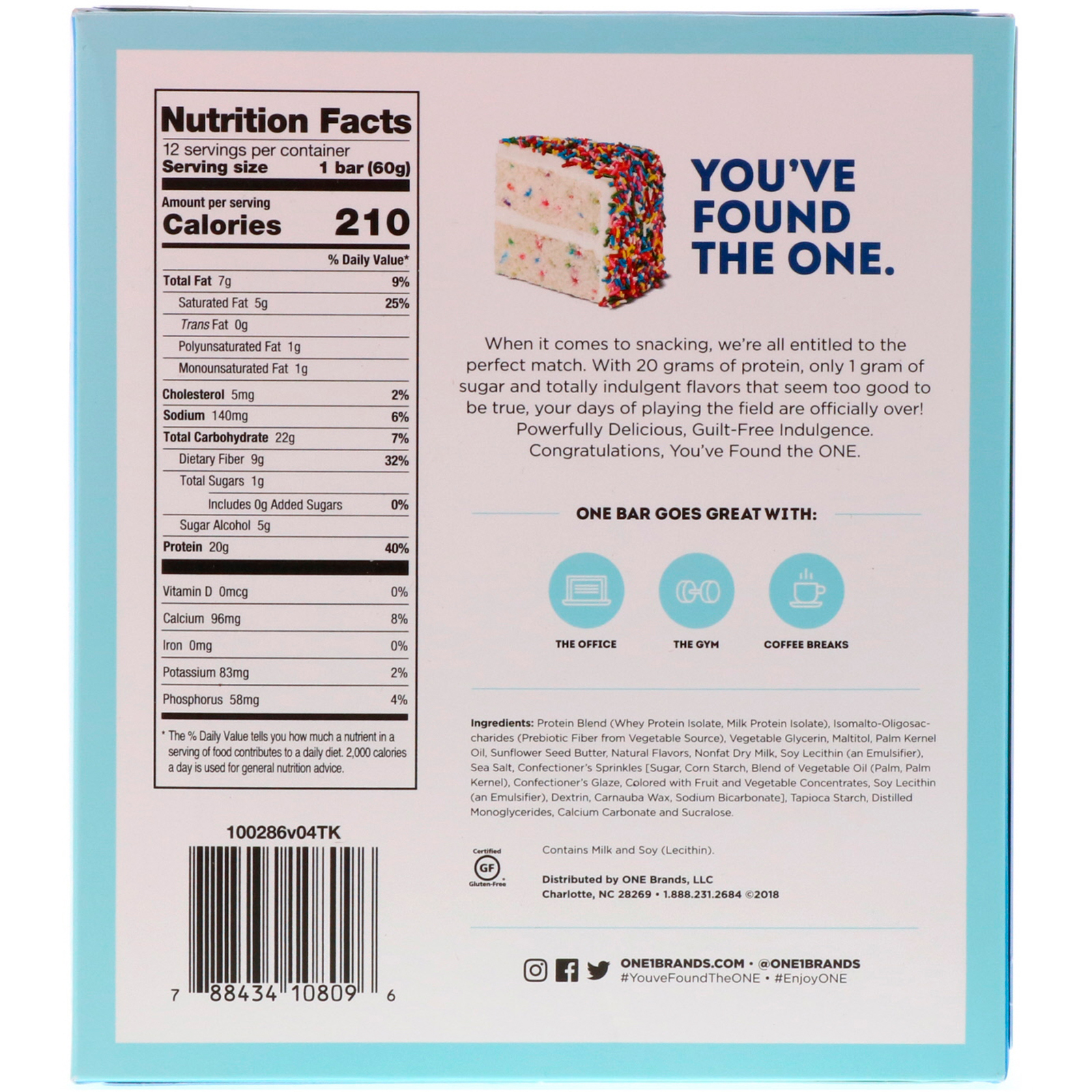 One Brands, ONE Bar, Birthday Cake, 12 Bars, 2.12 oz (60 g) Each - Imagem 3