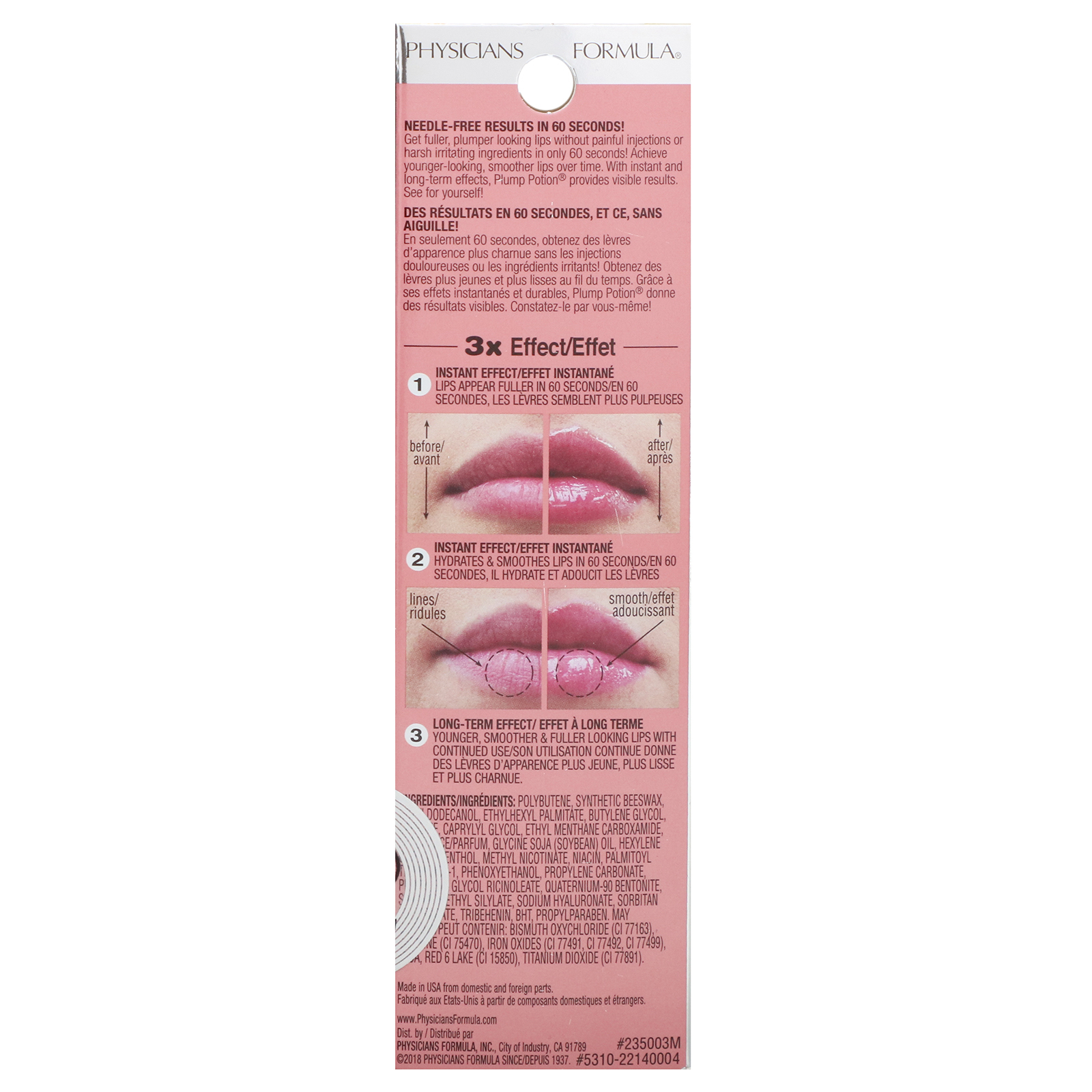 Physicians Formula, Plump Potion, Volumizador Labial sem Agulha, Pink Crystal Potion 2214, 3 g (0,1 oz) - Imagem 3