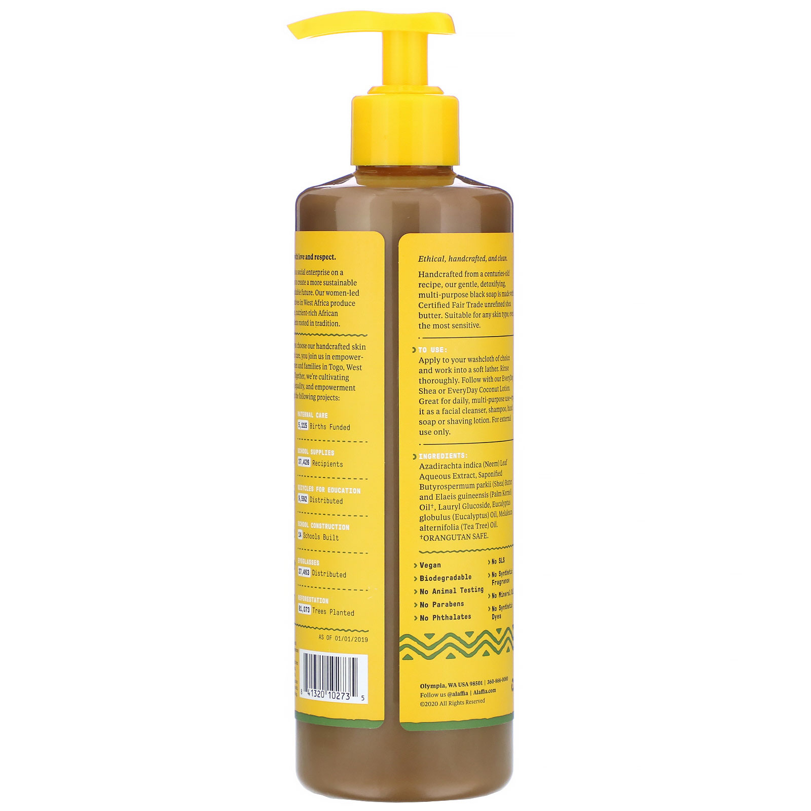 Alaffia, Sabonete Preto Africano Autêntico, Árvore do Chá e Eucalipto, 16 fl oz (476 ml) - Imagem 2