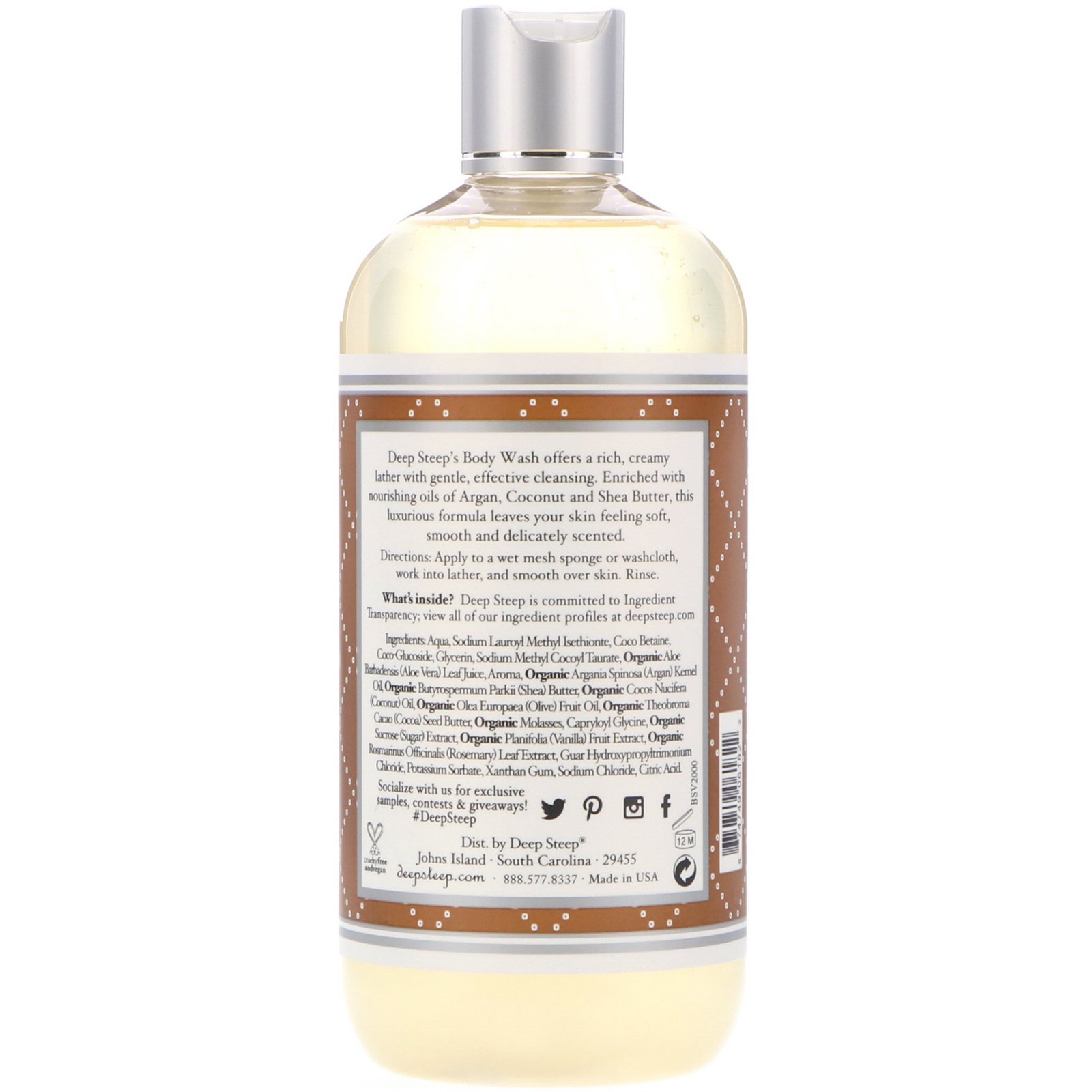 Deep Steep, Sabonete Líquido, Açúcar Mascavo - Baunilha, 17 fl oz (503 ml) - Imagem 2
