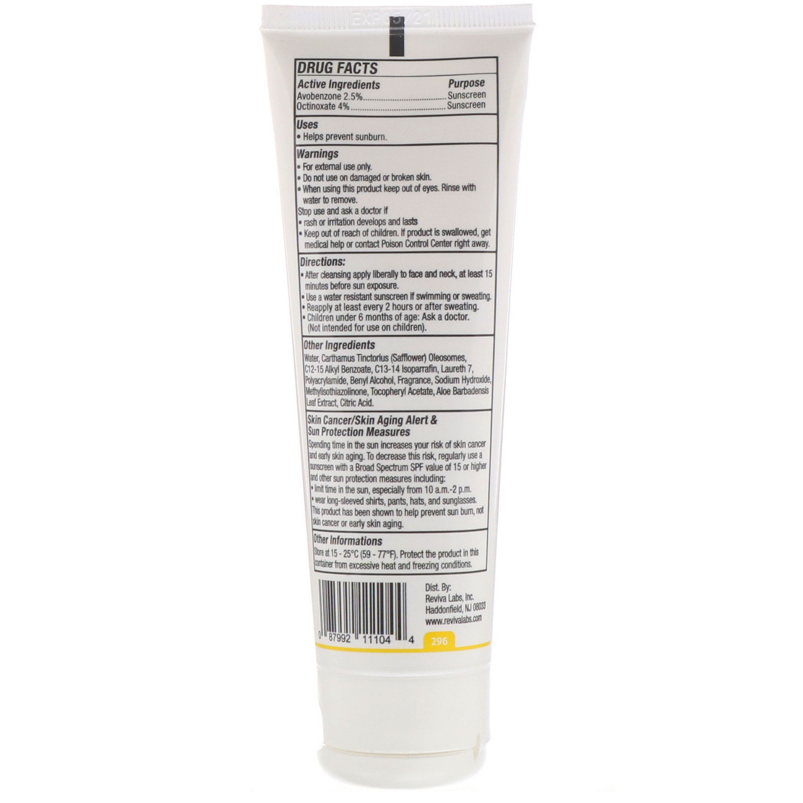 Reviva Labs, Sun Protective Moisturizer Sunscreen, SPF 30, 3.0 oz (87 g) - Imagem 2