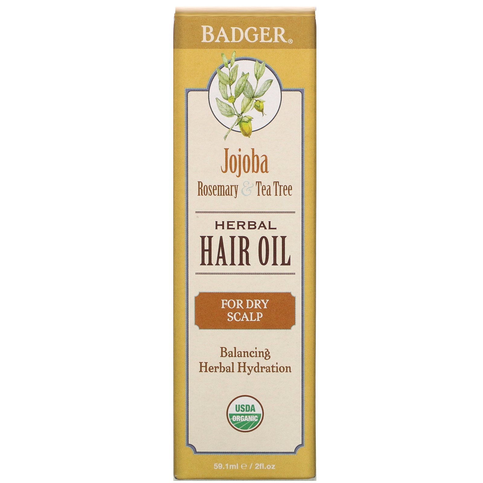 Badger Company, Óleo de Jojoba para os Cabelos, Alecrim e Árvore do Chá, 2 fl oz (59.1 ml) - Imagem 2