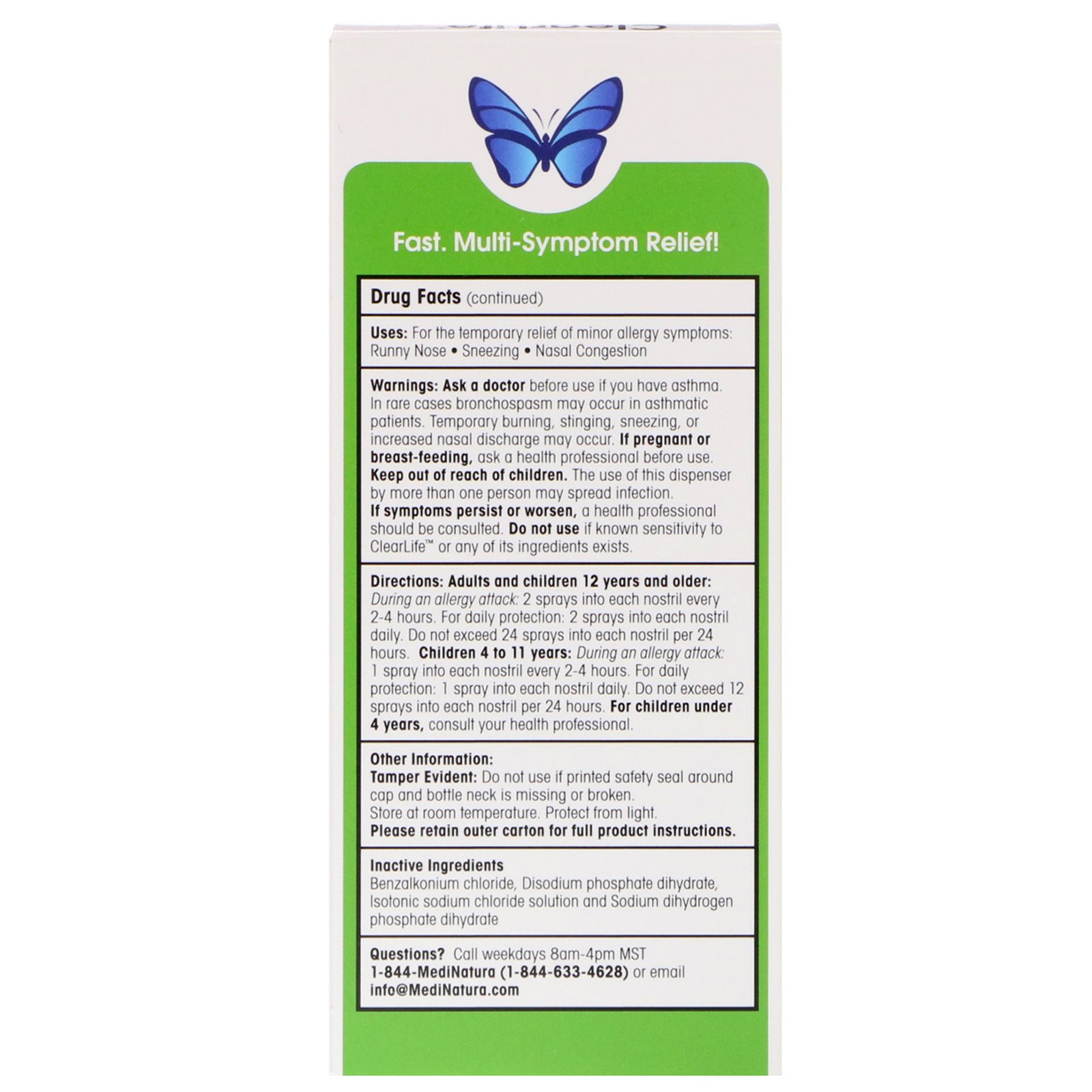 MediNatura, ClearLife, Alívio Seguro, Spray Nasal de Alívio para Alergias, 20 ml - Imagem 2