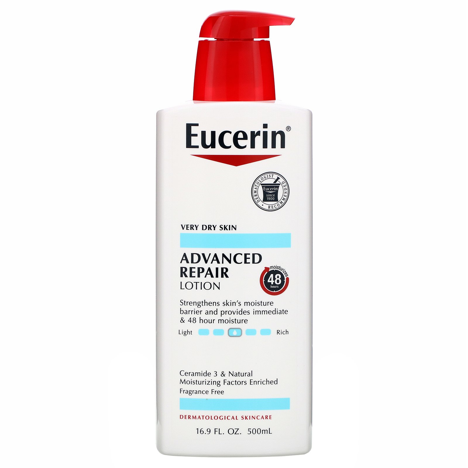 Eucerin, Loção Reparadora Avançada, Sem Fragrância, 16.9 fl oz (500 ml)