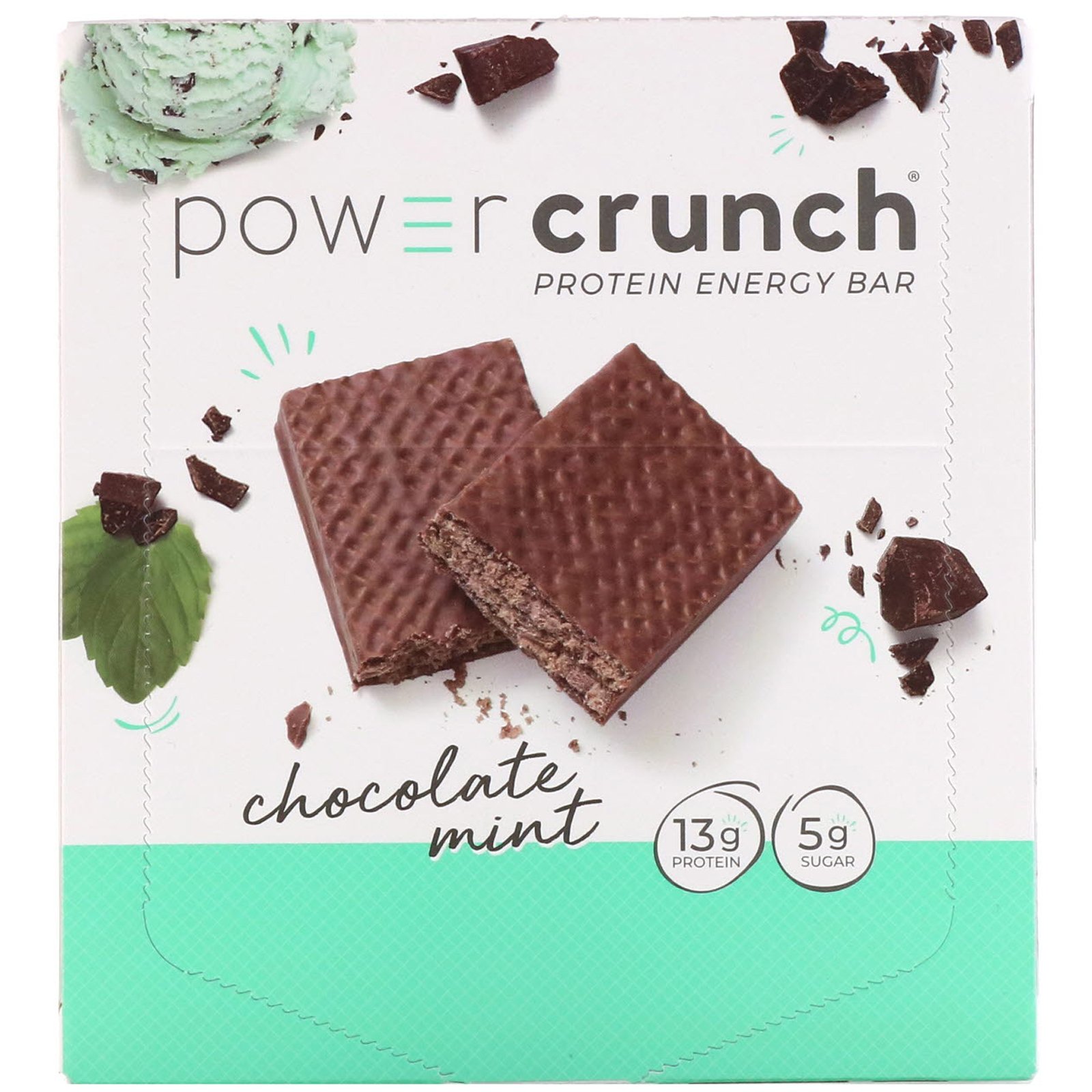 BNRG, Barra Energética de Proteína Crocante, Original, Menta Achocolatada, 12 Barras, 1,4 oz (40 g) Cada - Imagem 2
