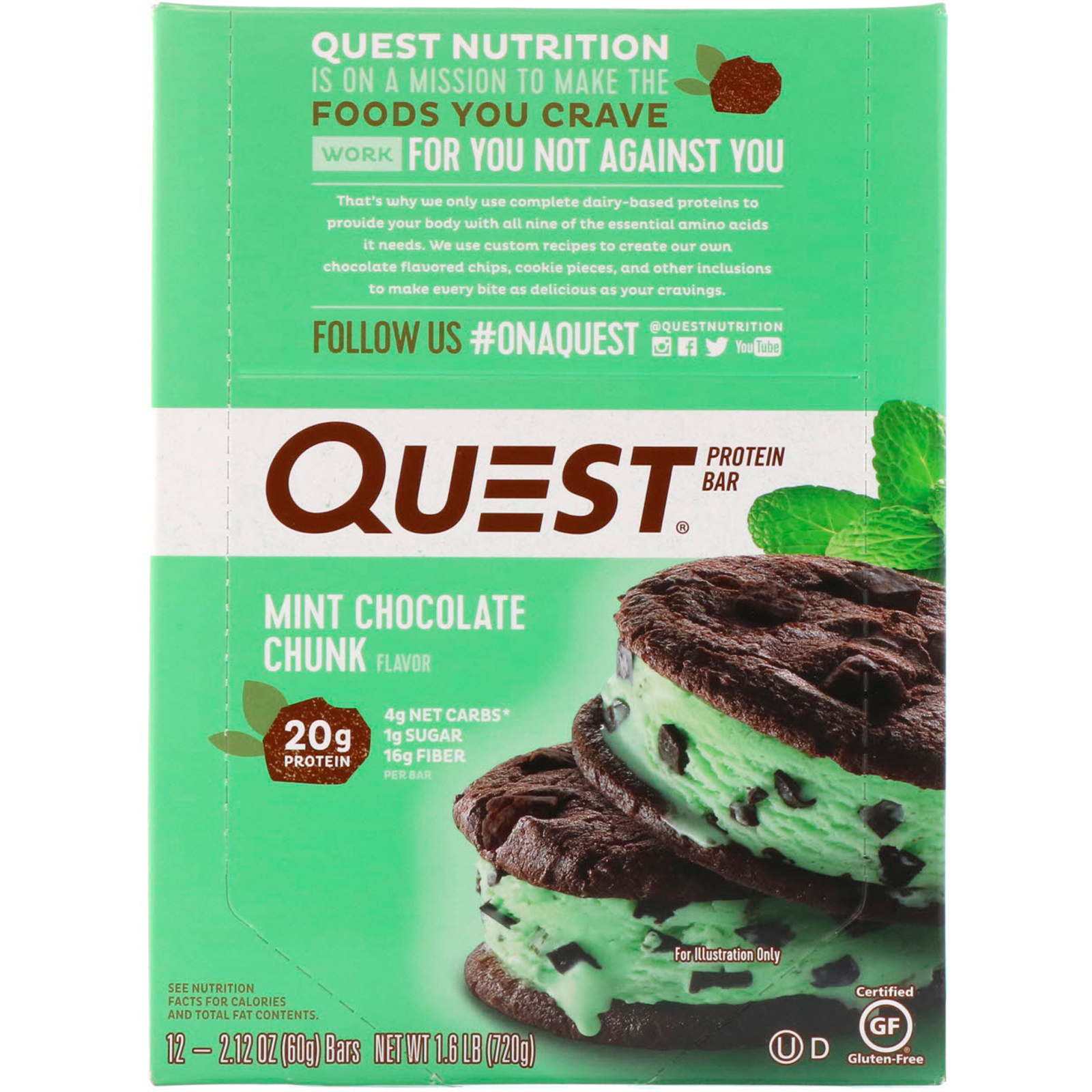 Quest Nutrition, Barra de Proteínas, Chocolate com Hortelã, 12 Barras, 60 g (2,12 oz) Cada - Imagem 2