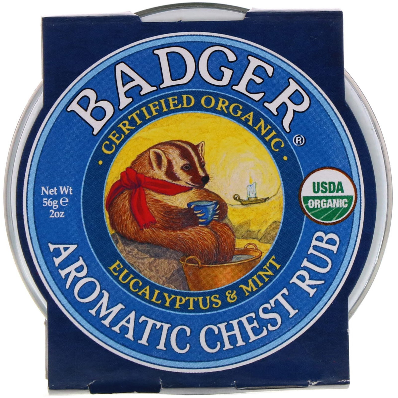 Badger Company, Creme Aromático para Fricção do Tórax, Eucalipto & Menta, 2 onças (56 g)
