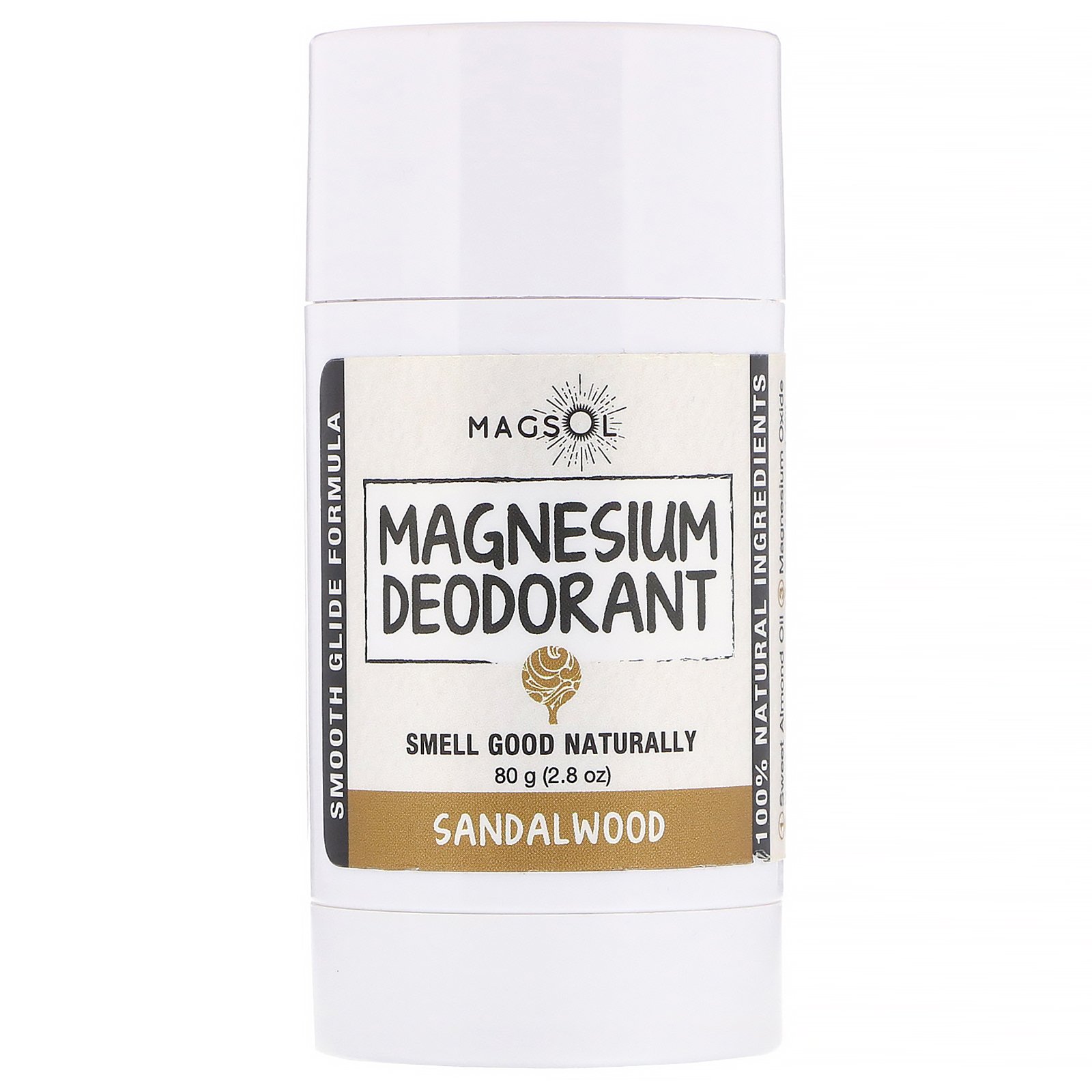 Magsol, Desodorante de Magnésio, Sândalo, 2,8 oz (80 g)