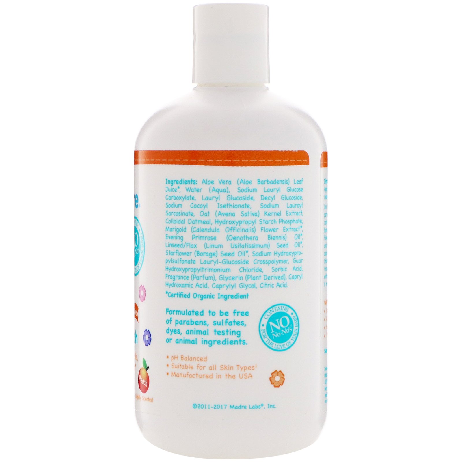 Mild By Nature, Shampoo e Sabonete Líquido Corporal para Bebês que Não Irrita os Olhos, Pêssego, 380 ml (12,85 fl oz) - Imagem 2