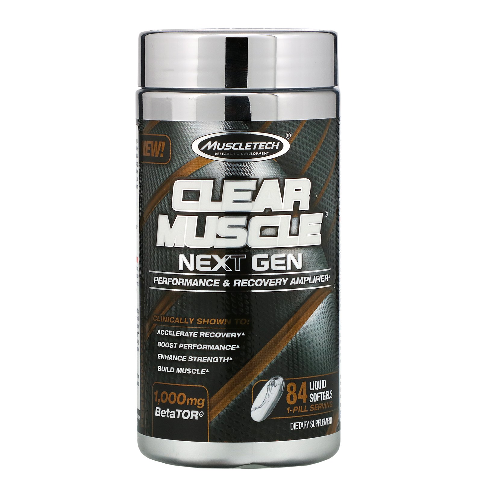 Muscletech, Clear Muscle Next Gen, Intensificador de Desempenho e Recuperação, 1000 mg, 84 Cápsulas Gelatinosas Líquidas